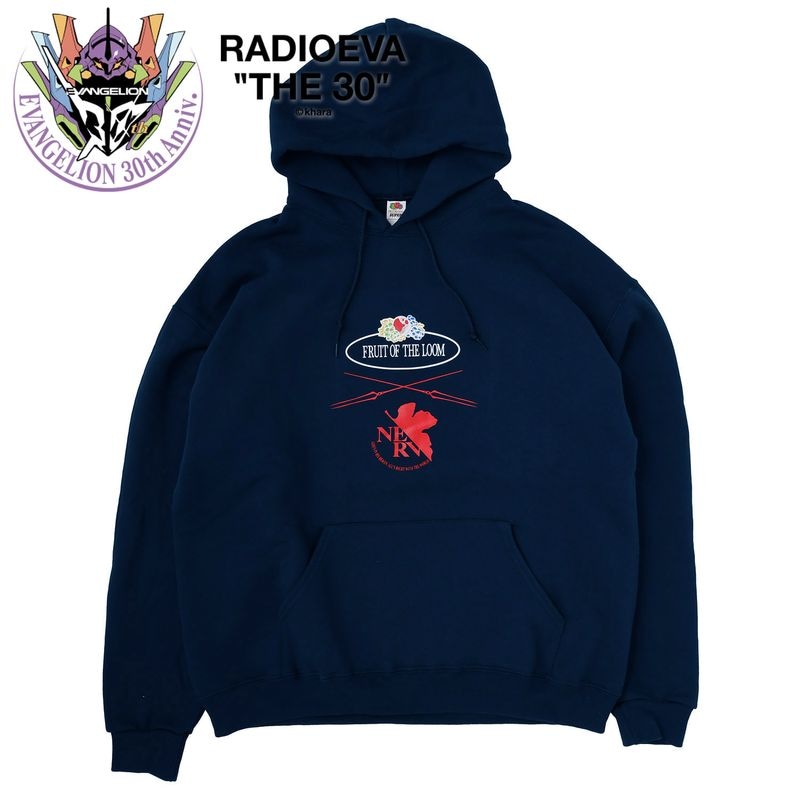 EVANGELION LOGO HOODIE by FRUIT OF THE LOOM（NAVY）