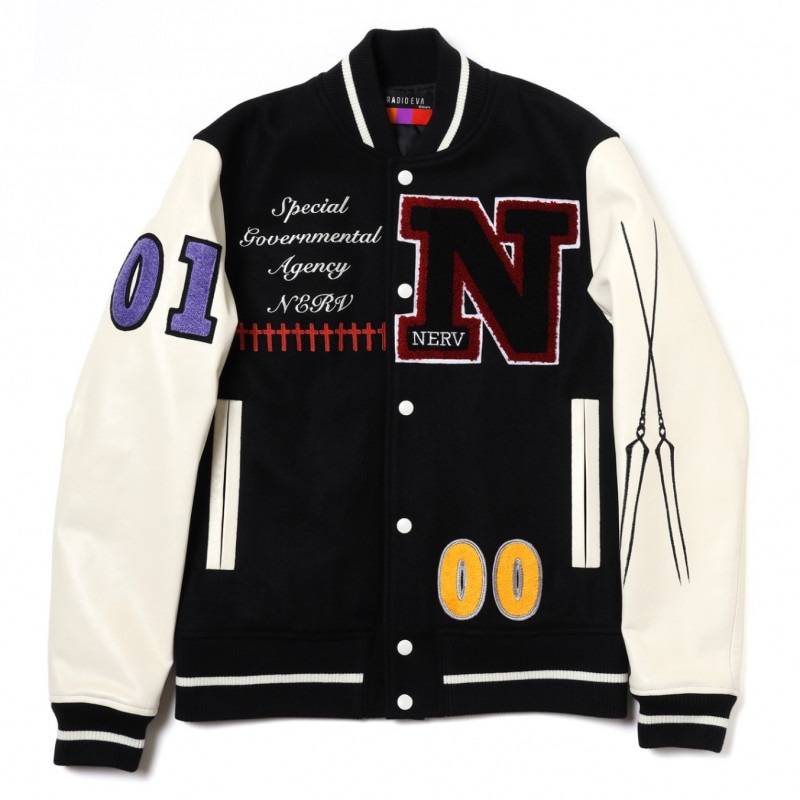 EVANGELION BASEBALL JACKET (BLACK×WHITE（NERV）)