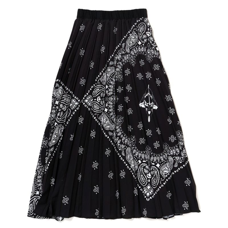 EVA-01 Paisleys Bandanna Pleated Skirt（BLACK）