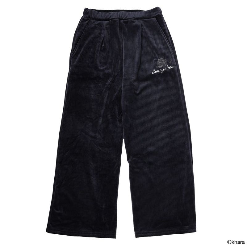EVA-01 Flower Embroidery Corduroy Pants（BLACK）