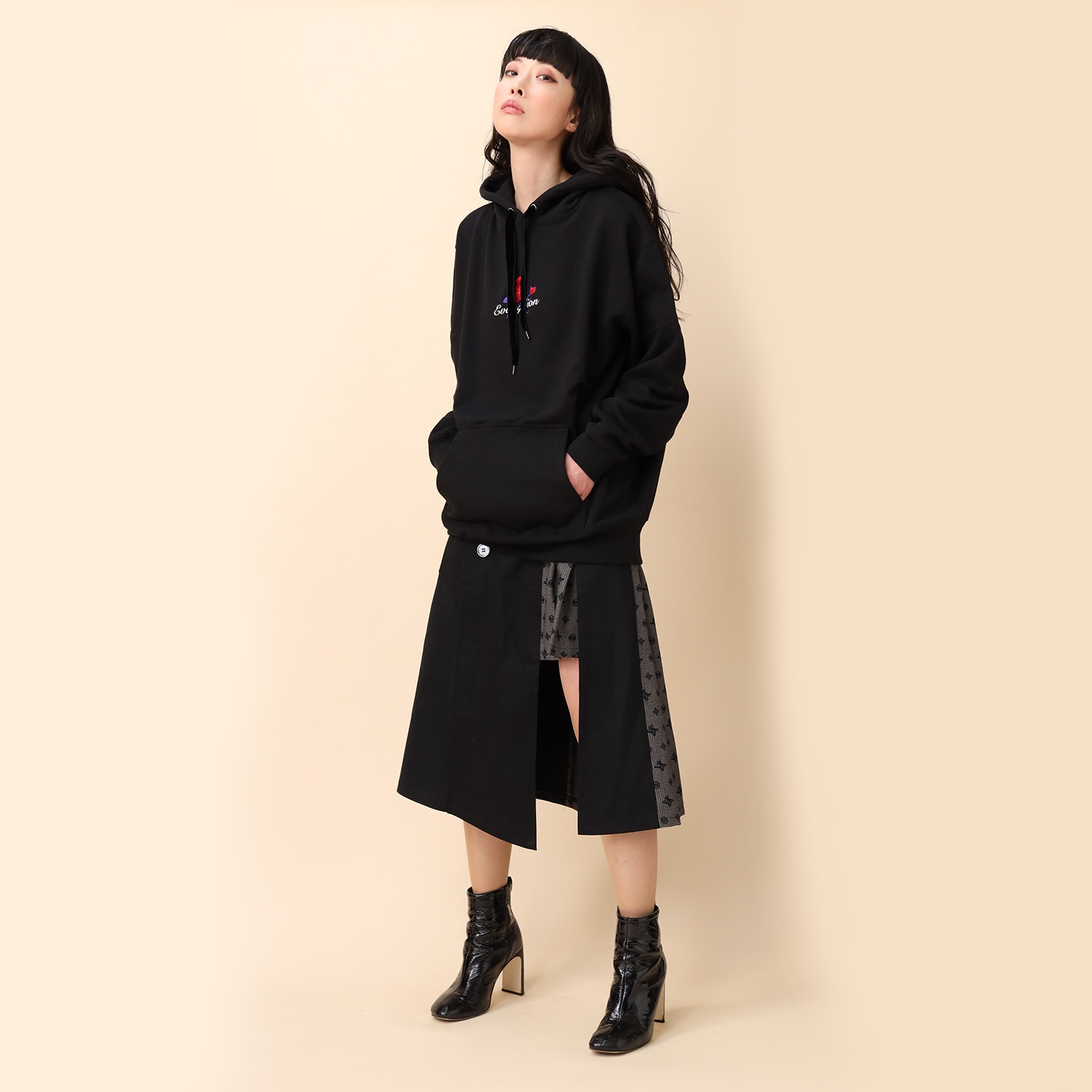 EVA-01 Flower Embroidery Parka (BLACK(初号機覚醒ローズ))