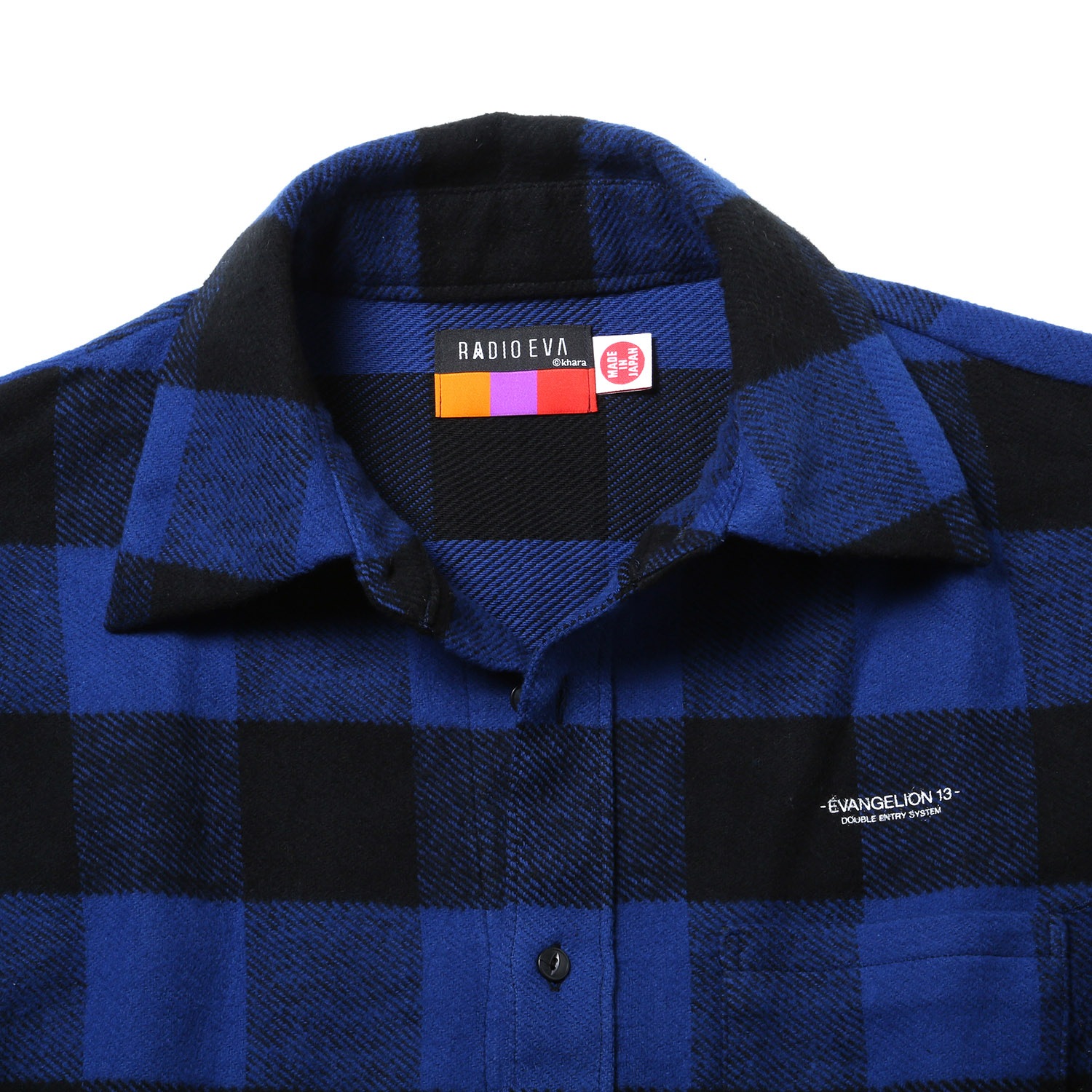 EVANGELION XIII FLANNEL CHECK SHIRTS JKT (ブルー)