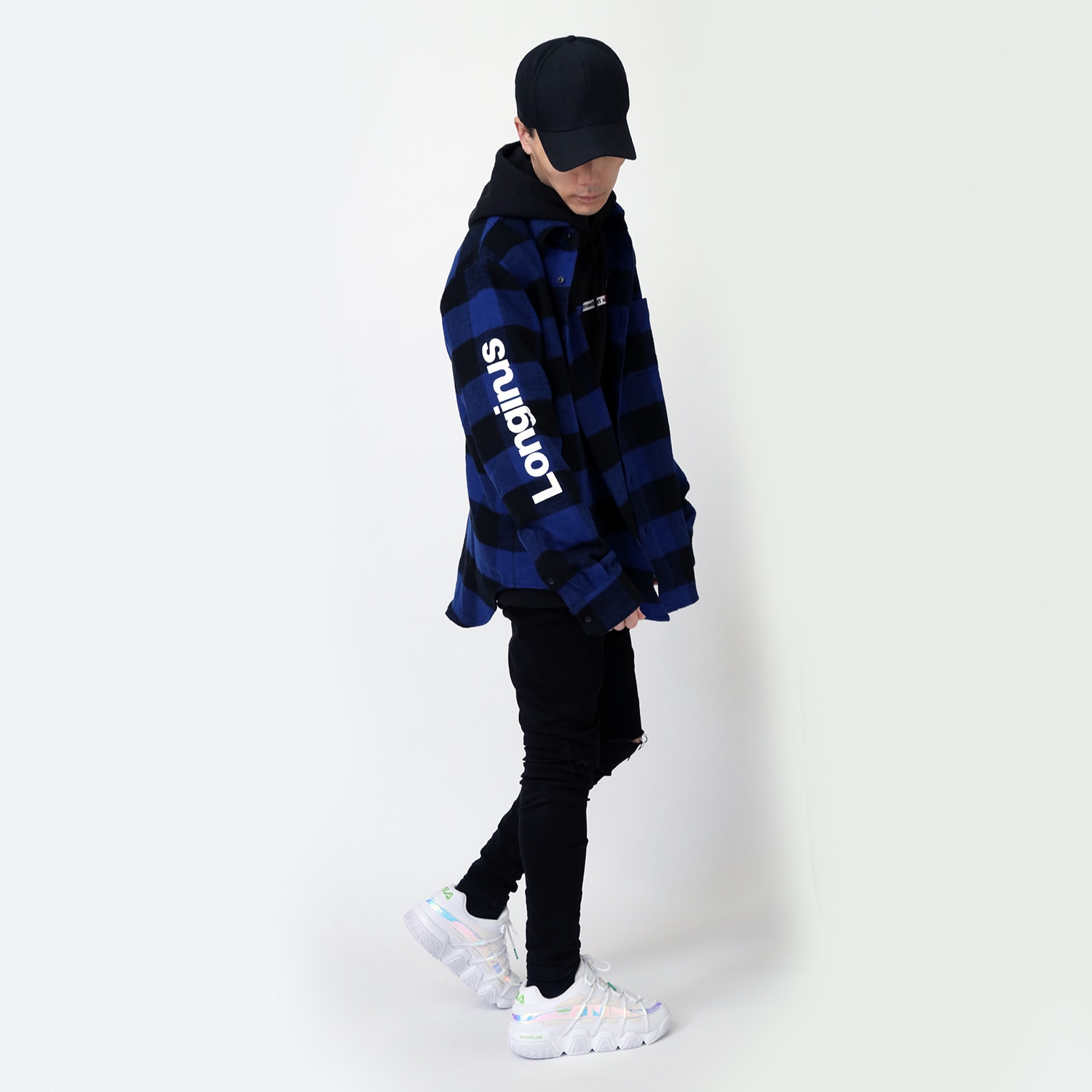 EVANGELION XIII FLANNEL CHECK SHIRTS JKT (ブルー)