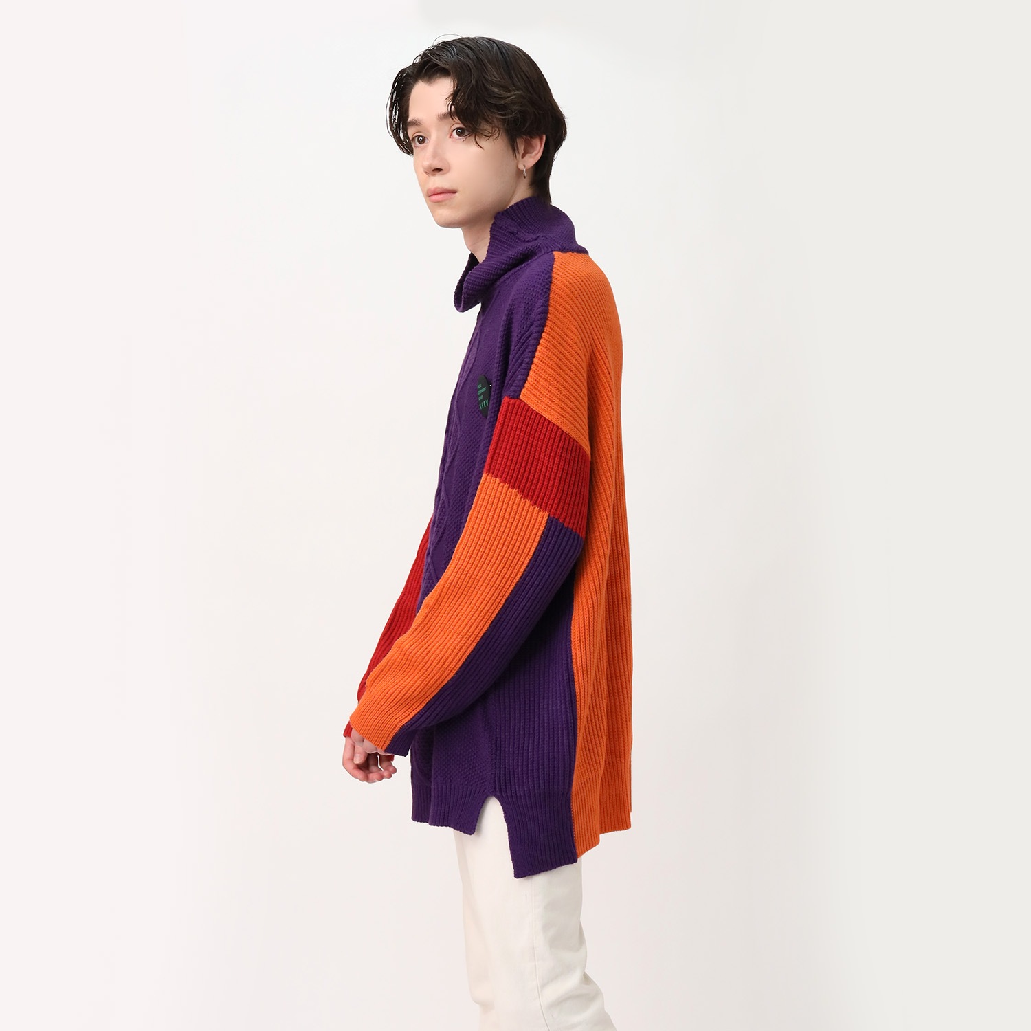 EVANGELION Panel Turtleneck Knit (ORANVE×RED×PURPLE)