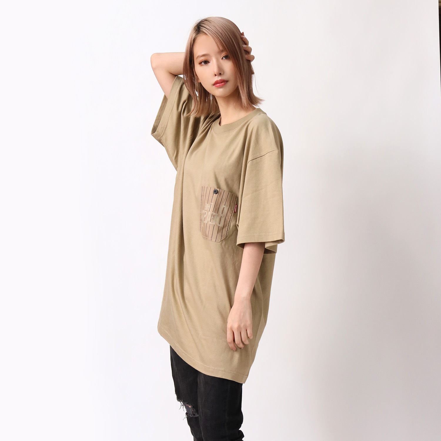 THE BEAST STRIPE POCKET T-Shirt (BEIGE)