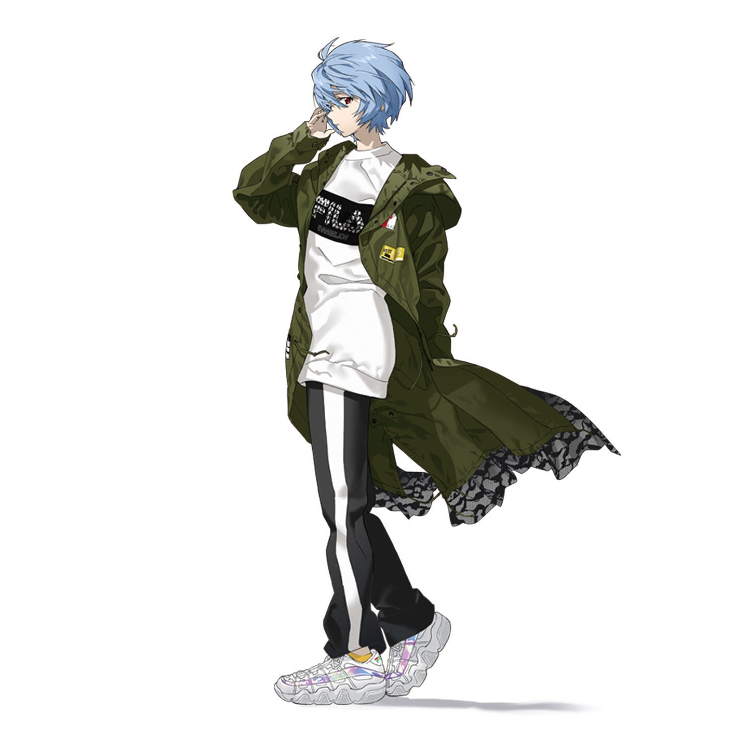 EVANGELION LINE PANTS (ブラック×レッド)