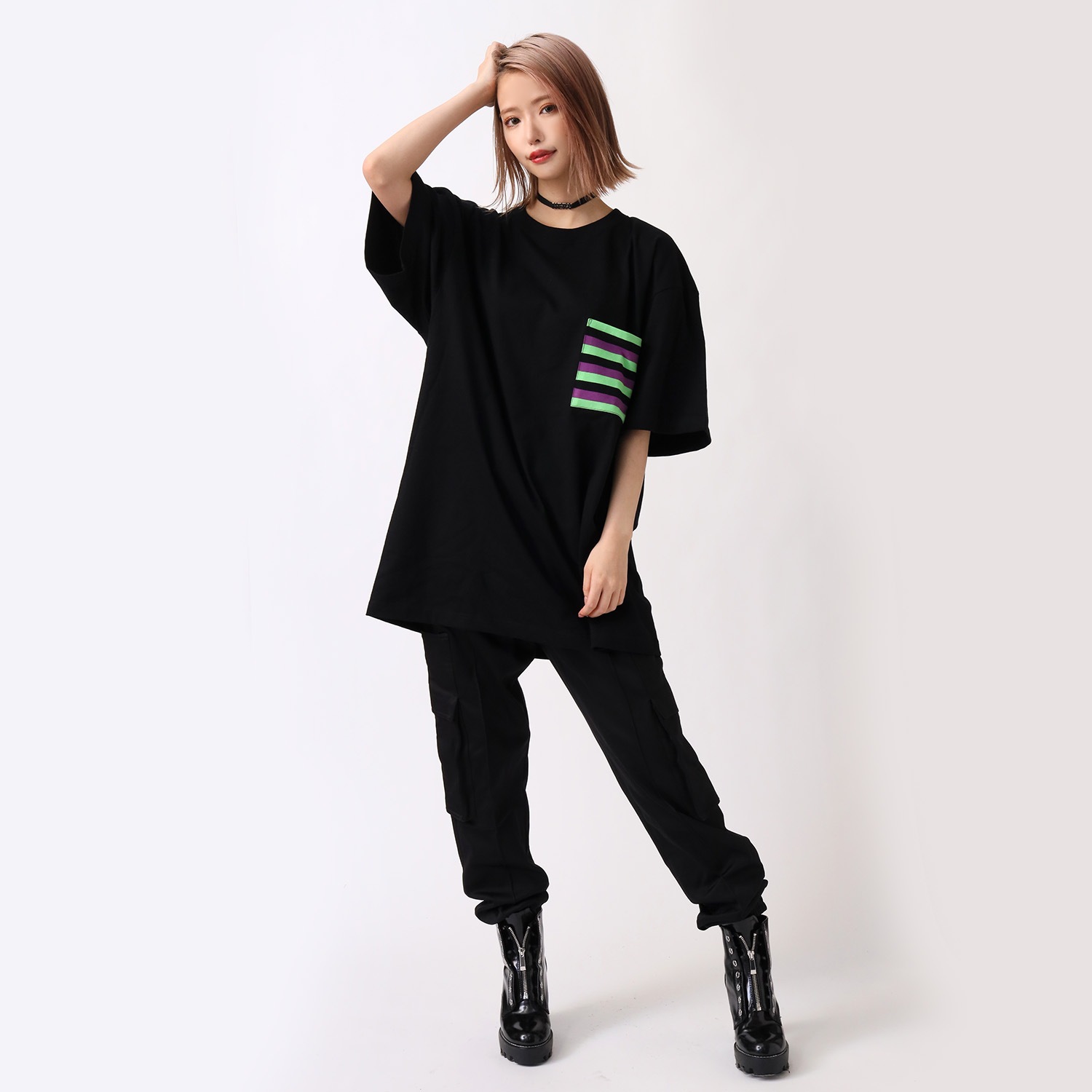 EVANGELION BORDER POCKET T-Shirt (BLACK(EVA-01))