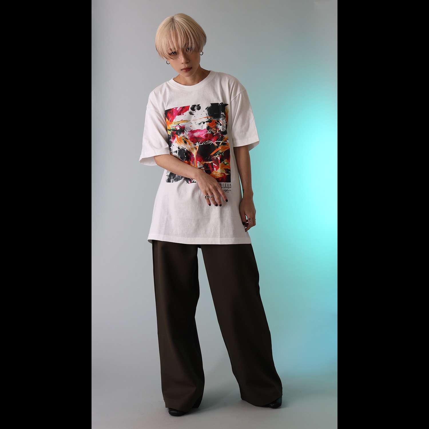 EVANGELION Painting T-Shirt by Cigarette-burns（WHITE(EVA-02)）