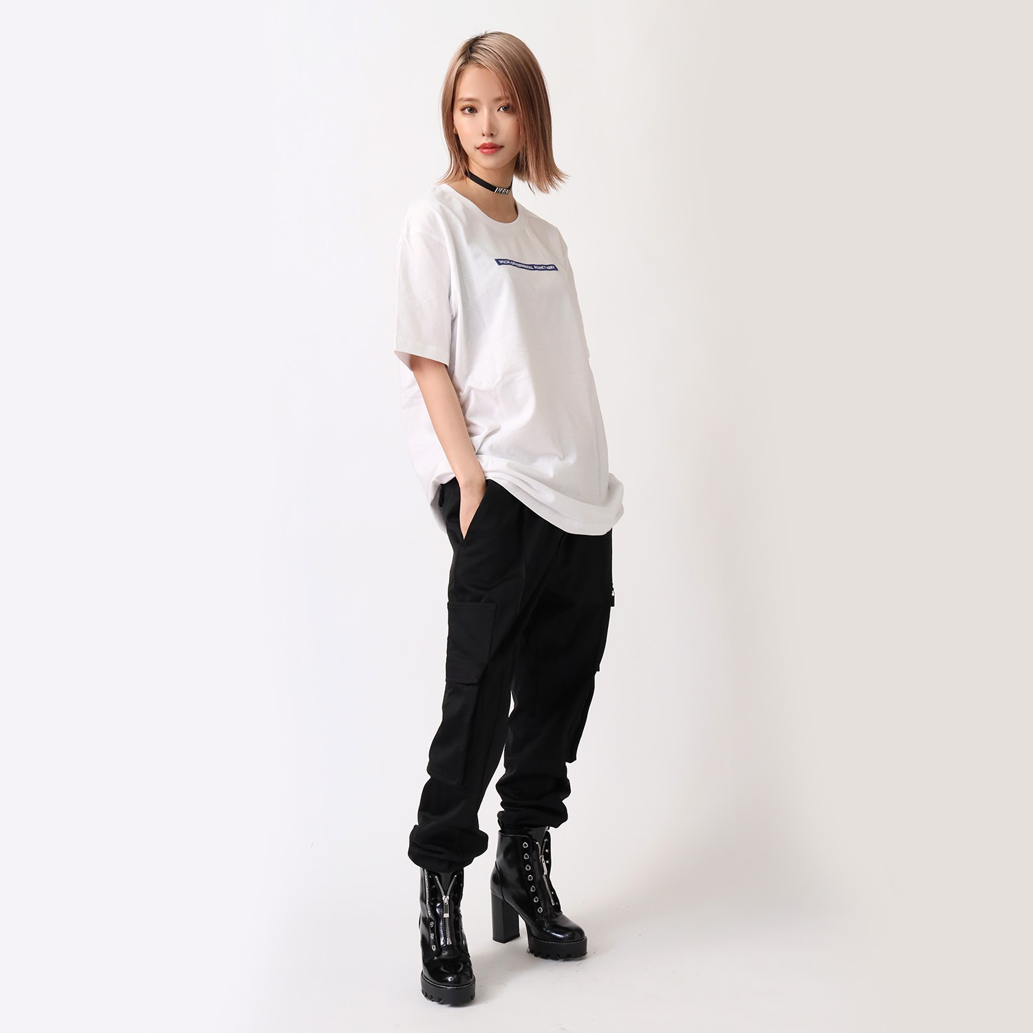 NEW ONLY SUMMER T-Shirt (WHITE×BLUE)
