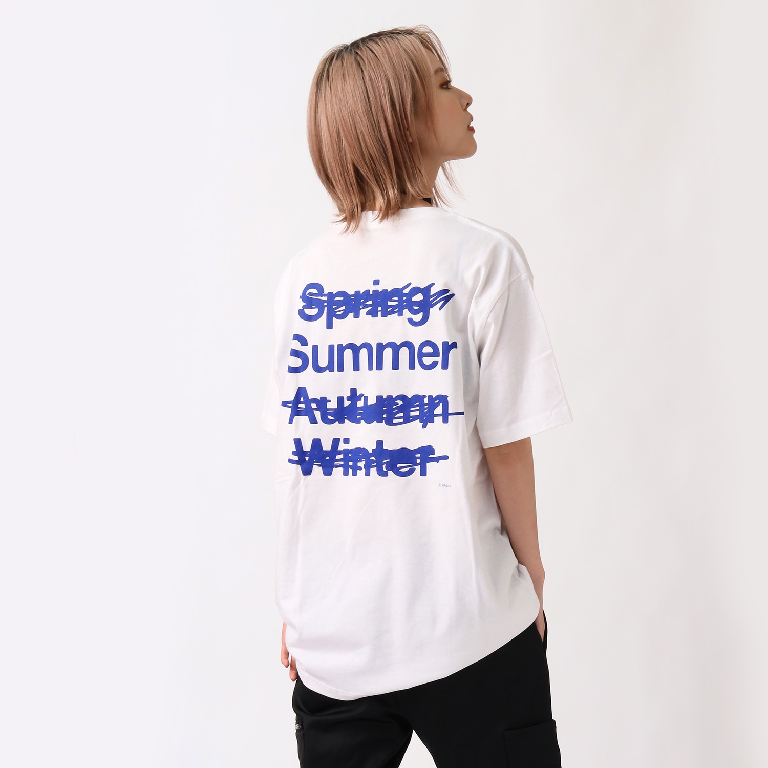 NEW ONLY SUMMER T-Shirt (WHITE×BLUE)