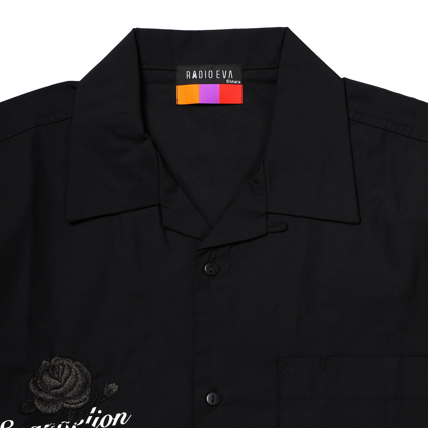EVA-01 Flower Embroidery SHORT SLEEVE SHIRT BLACK EDITION (BLACK)