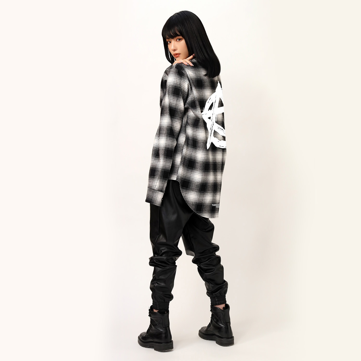 CIRCLE EVA FLANNEL CHECK SHIRTS (WHITE)