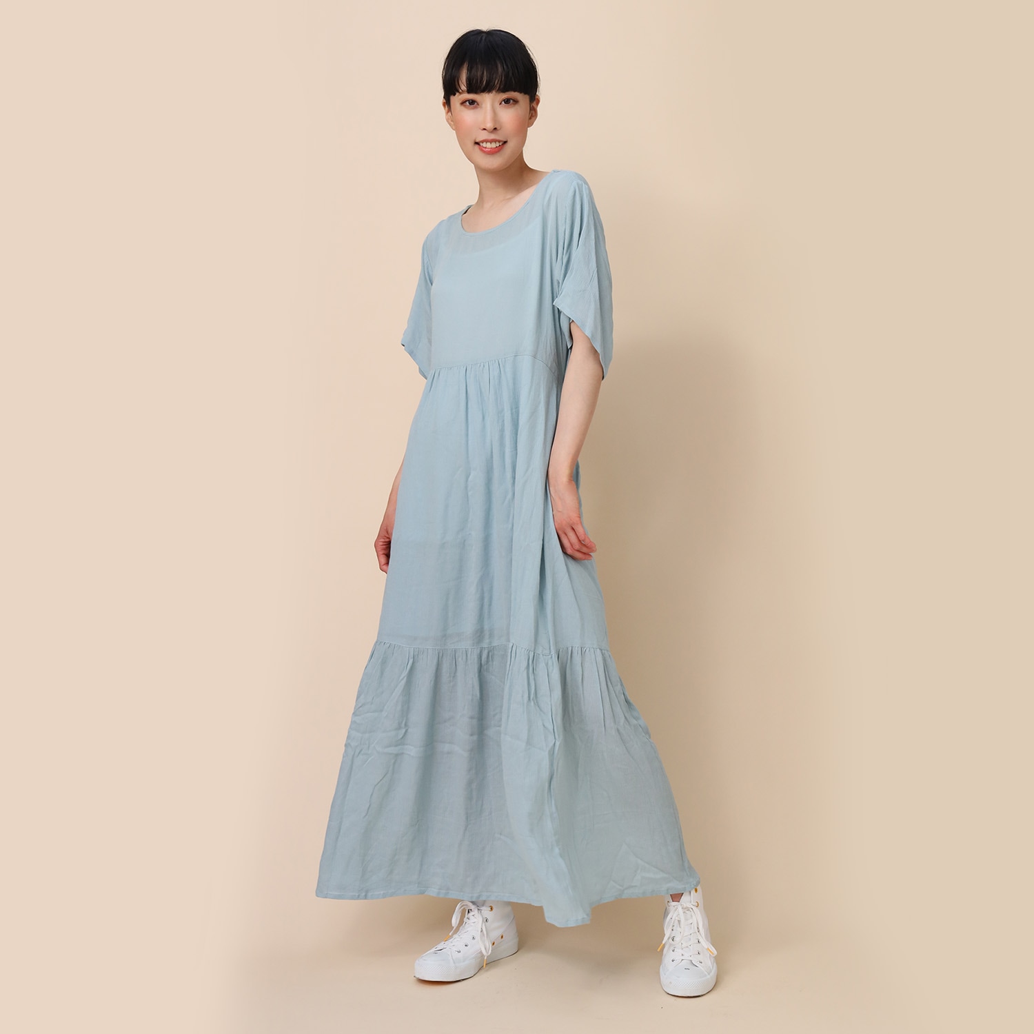 EVANGELION Cotton Crepe Dress (BLUE)