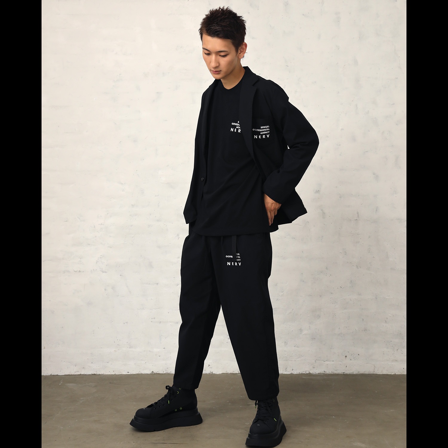 NERV Embroidery Tapered Pants (BLACK)