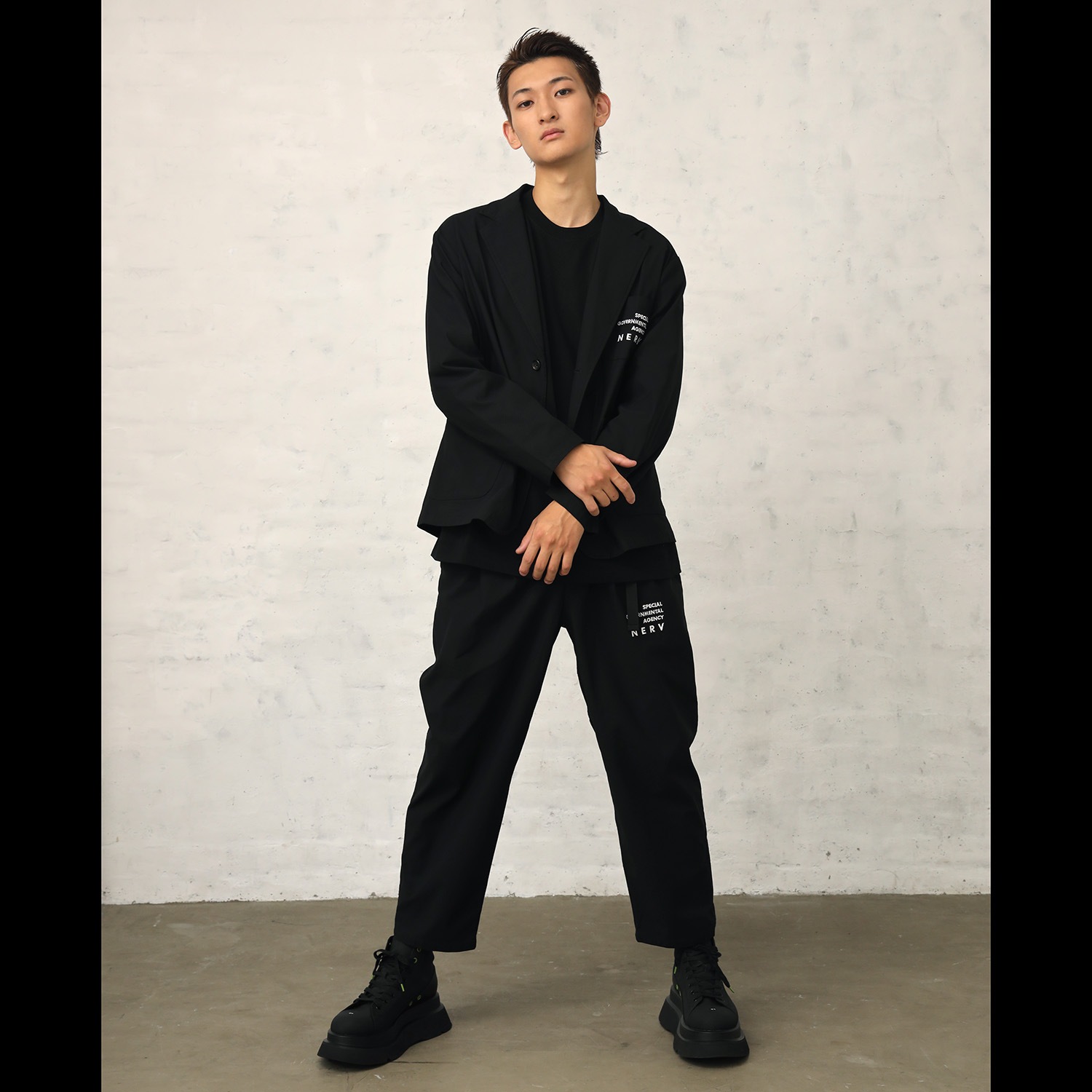 NERV Embroidery Tapered Pants (BLACK)