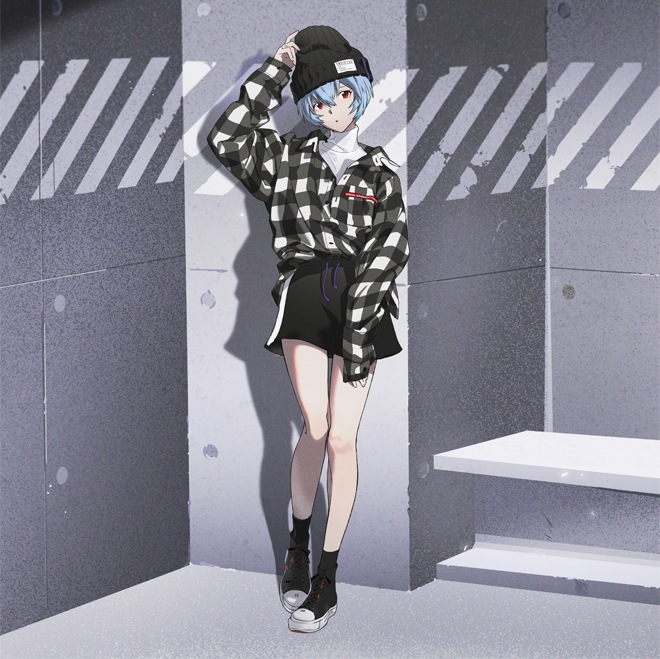 EVANGELION LINE SKIRT (BLACK×BLACK)