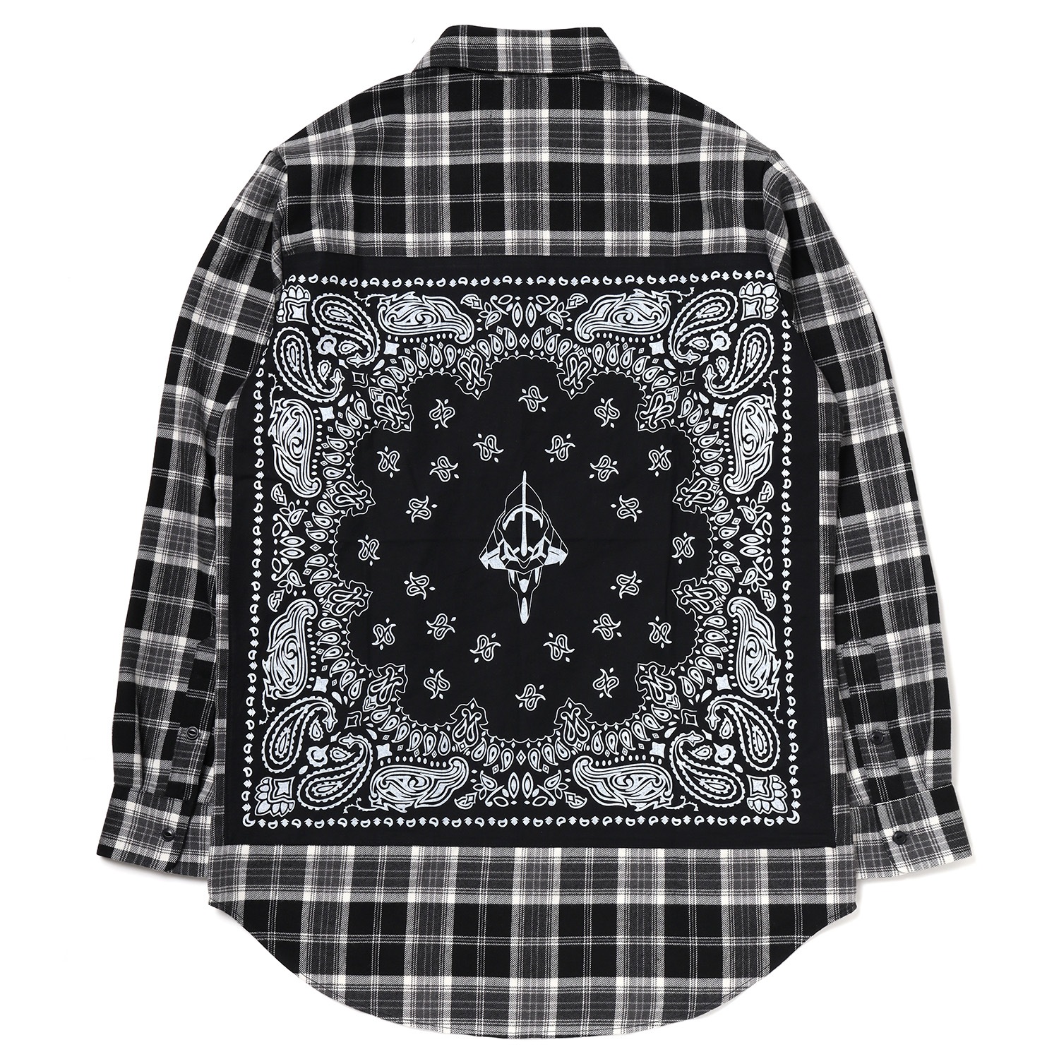 EVA-01 BANDANNA FLANNEL CHECK SHIRTS (WHITEBLACK)