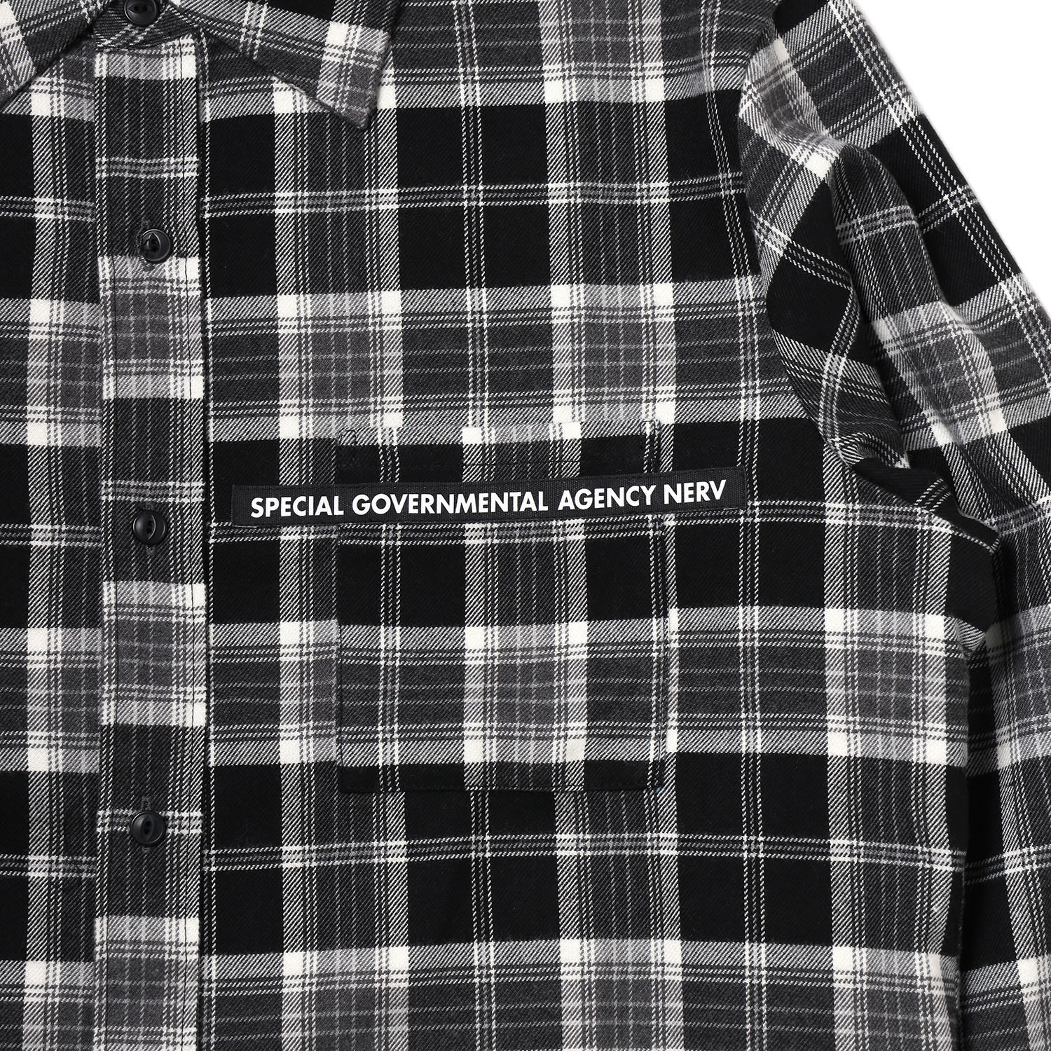 EVA-01 BANDANNA FLANNEL CHECK SHIRTS (WHITEBLACK)