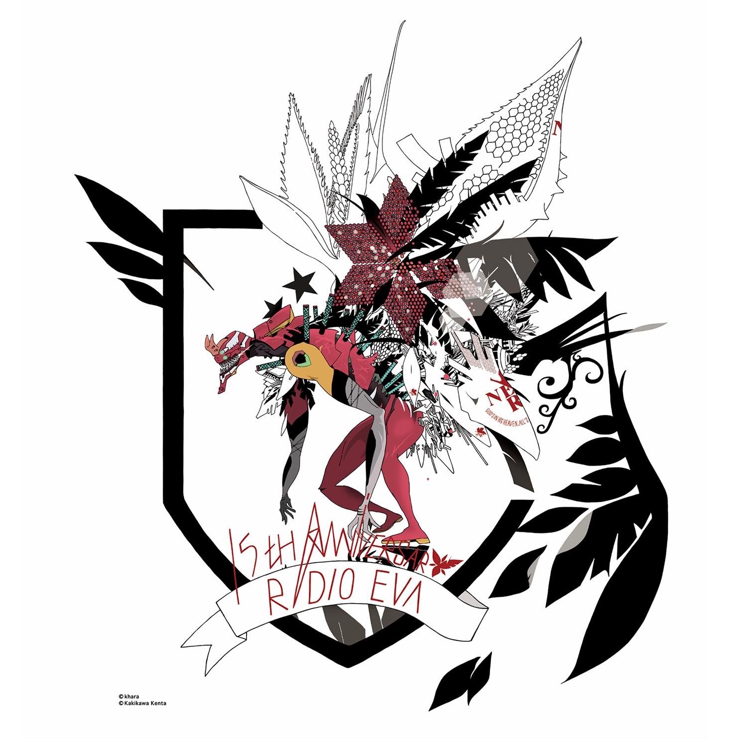 Abstract EVANGELION T-Shirt β（KENTA KAKIKAWA）（WHITE(2号機(THE BEAST))）