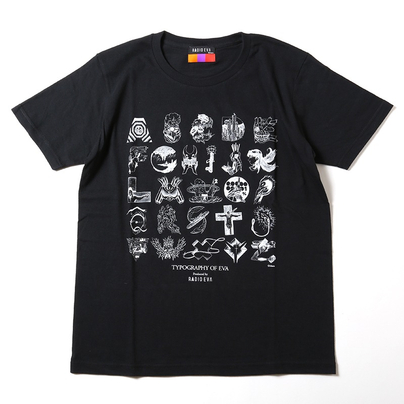 TYPOGRAPHY OF EVA index T-Shirt β（BLACK×WHITE）