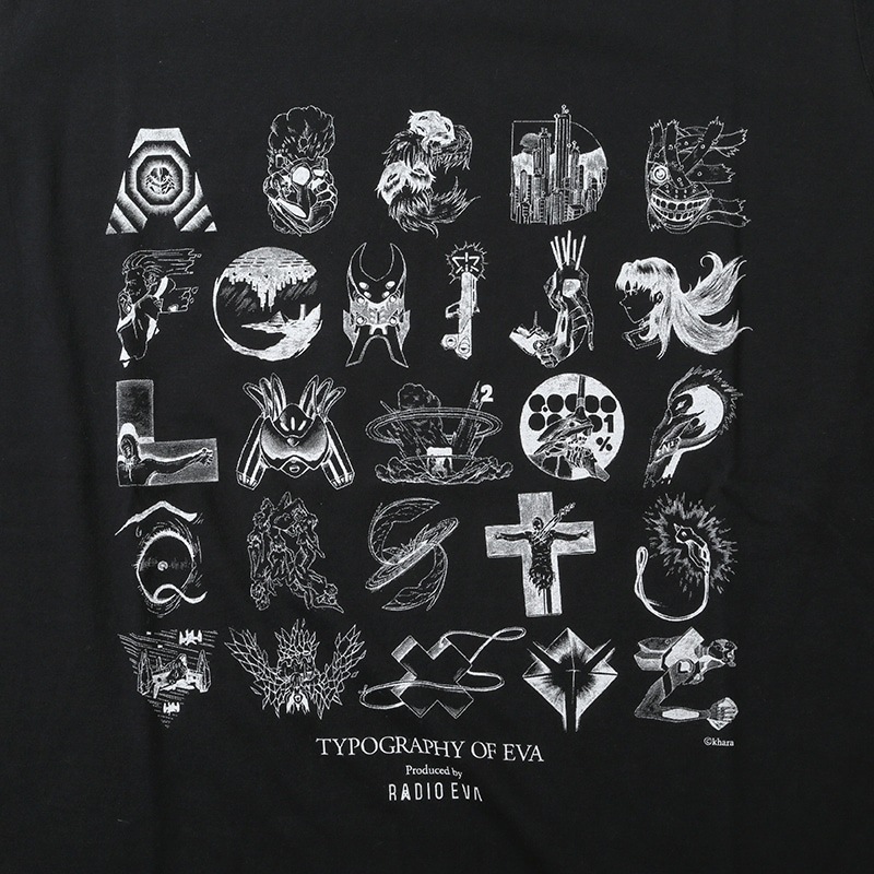 TYPOGRAPHY OF EVA index T-Shirt β（BLACK×WHITE）