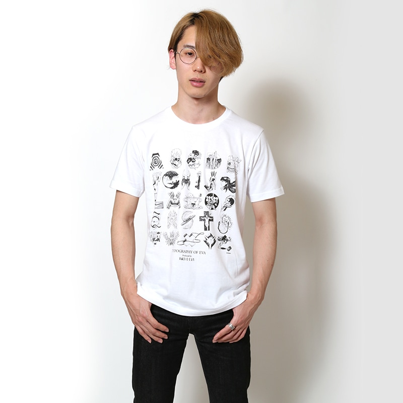 TYPOGRAPHY OF EVA index T-Shirt β（WHITE×BLACK）