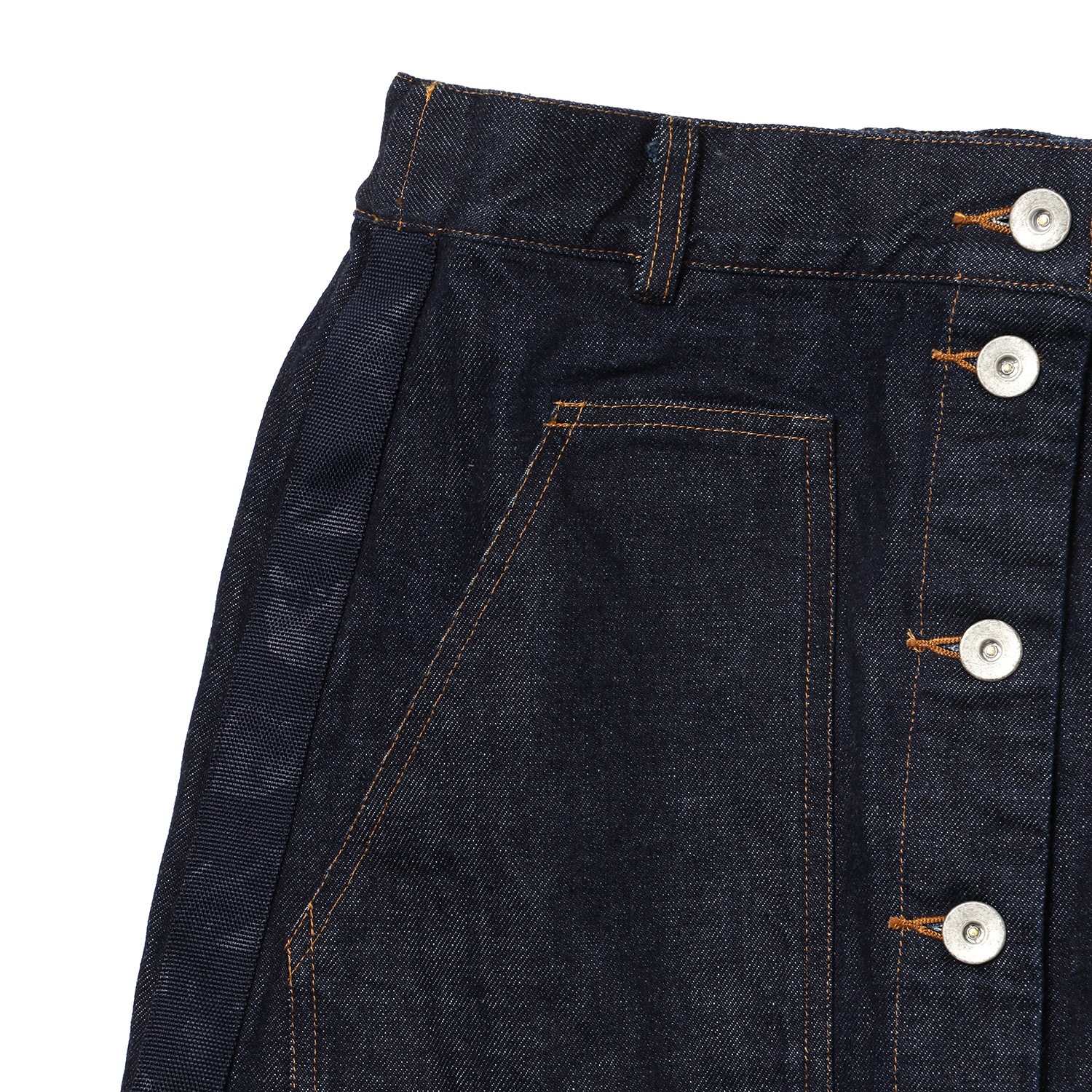 Button Fly Denim Skirt (INDIGO)