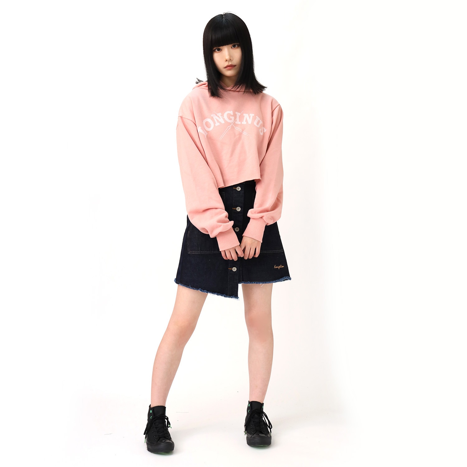 Button Fly Denim Skirt (INDIGO)