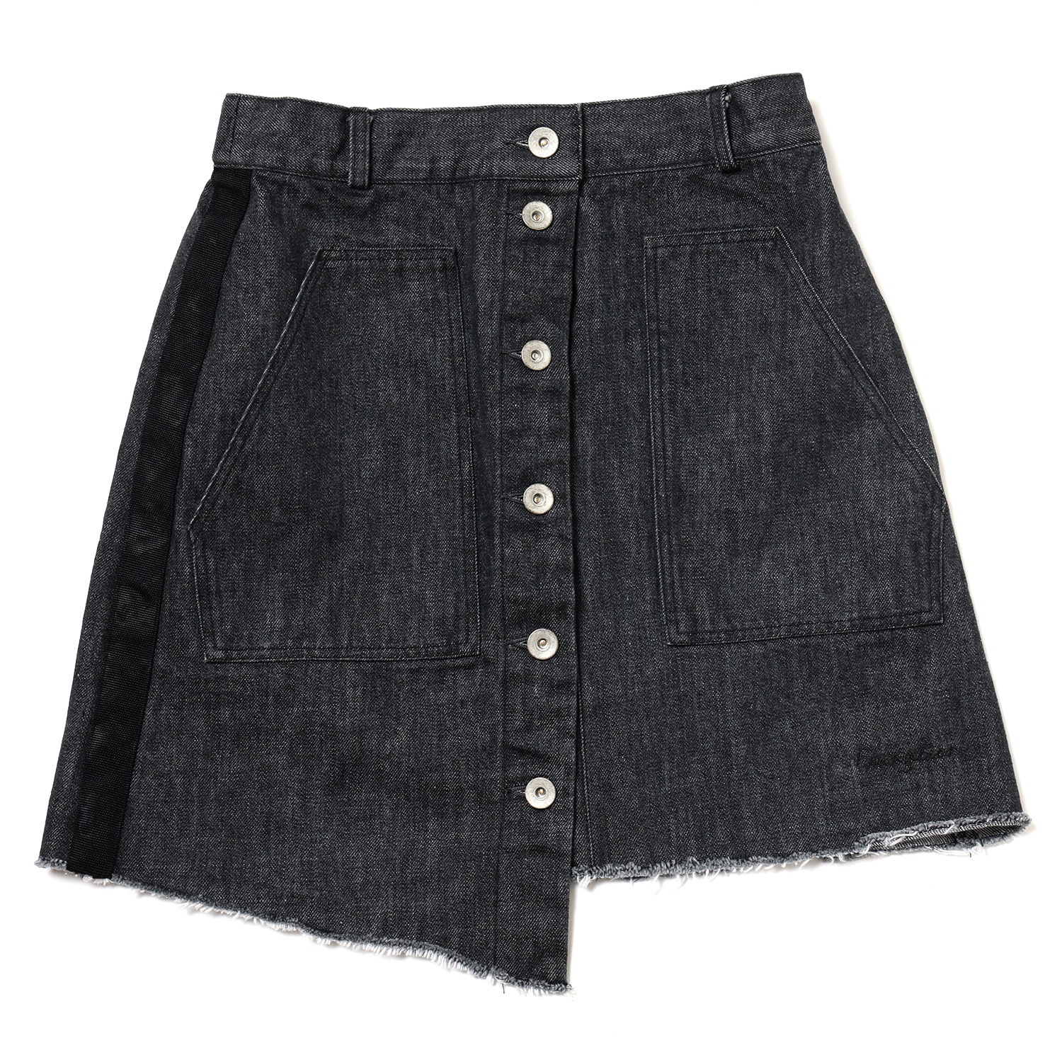 Button Fly Denim Skirt (BLACK)