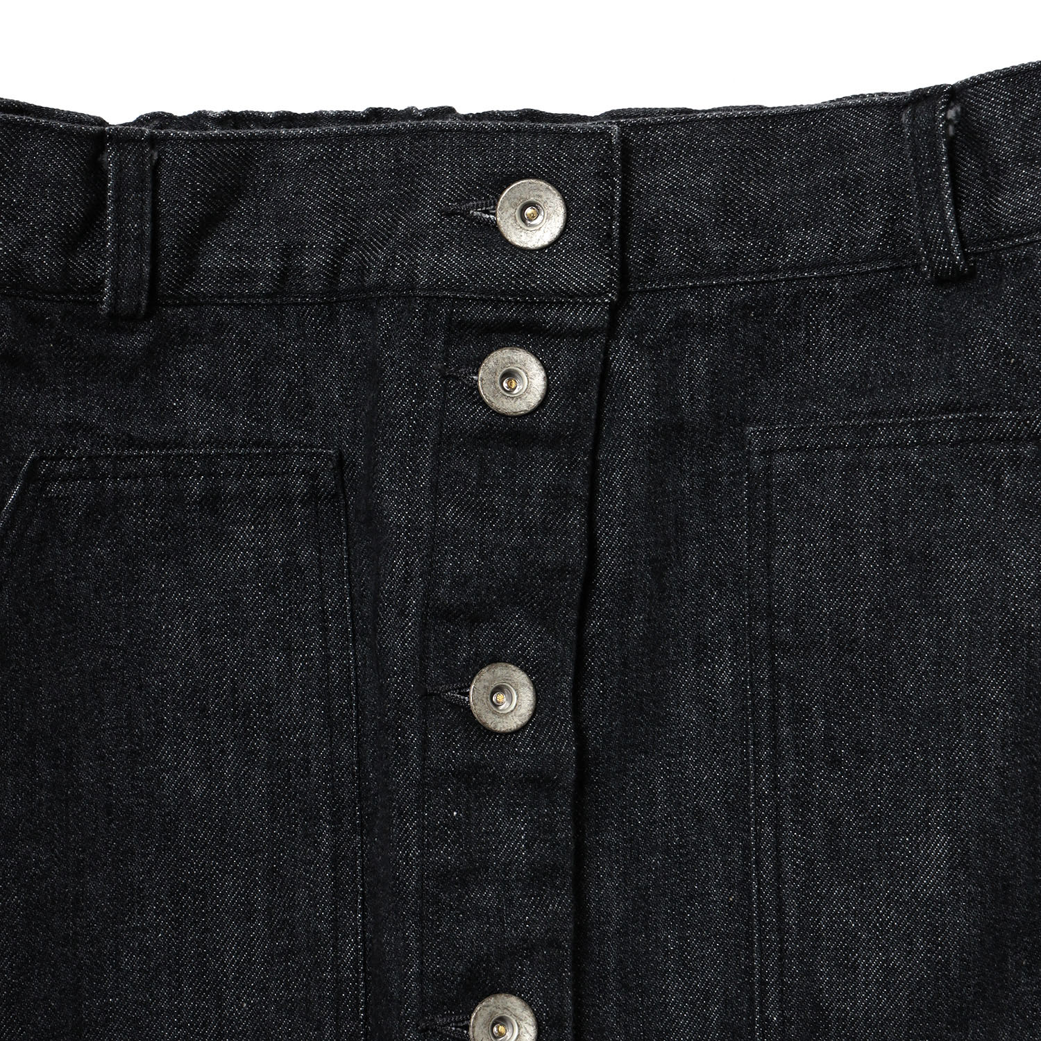 Button Fly Denim Skirt (BLACK)