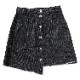 Button Fly Denim Skirt (BLACK)