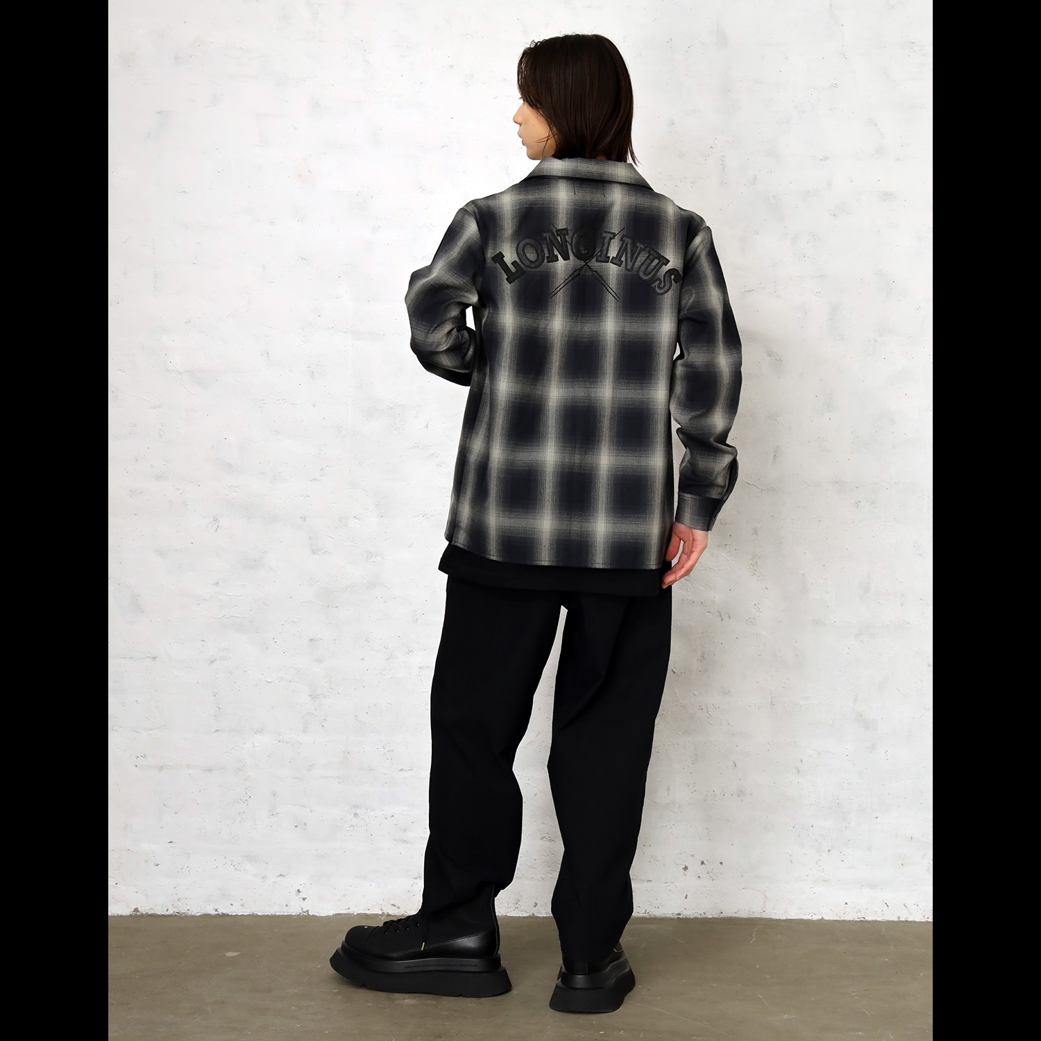 Longinus OPEN NECKED OMBRE CHECKED SHIRTS (WHITE)