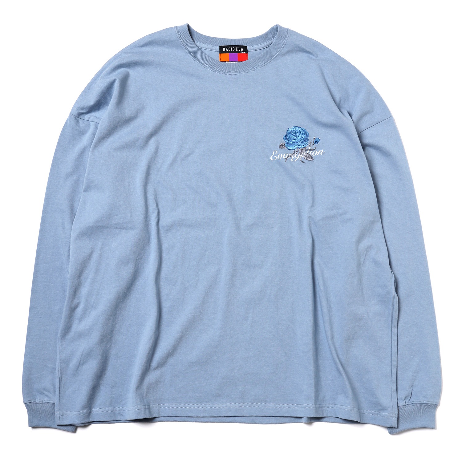 EVANGELION Flower Embroidery Cutsew (BLUE(REI))