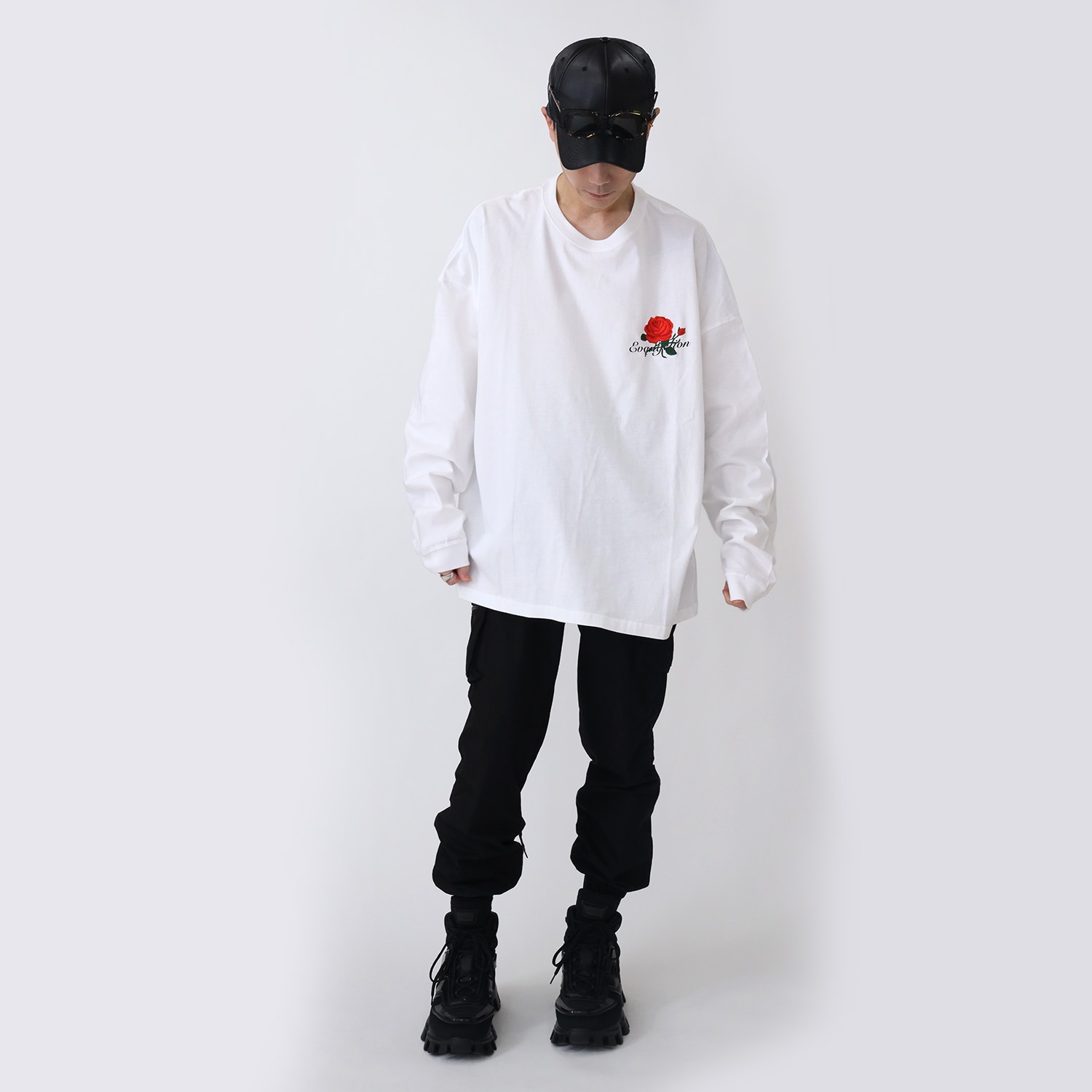 EVANGELION Flower Embroidery Cutsew (WHITE(ASUKA))