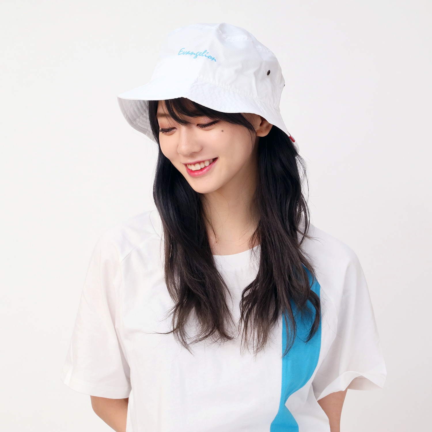EVANGELION POLYESTER BUCKET HAT (WHITE)