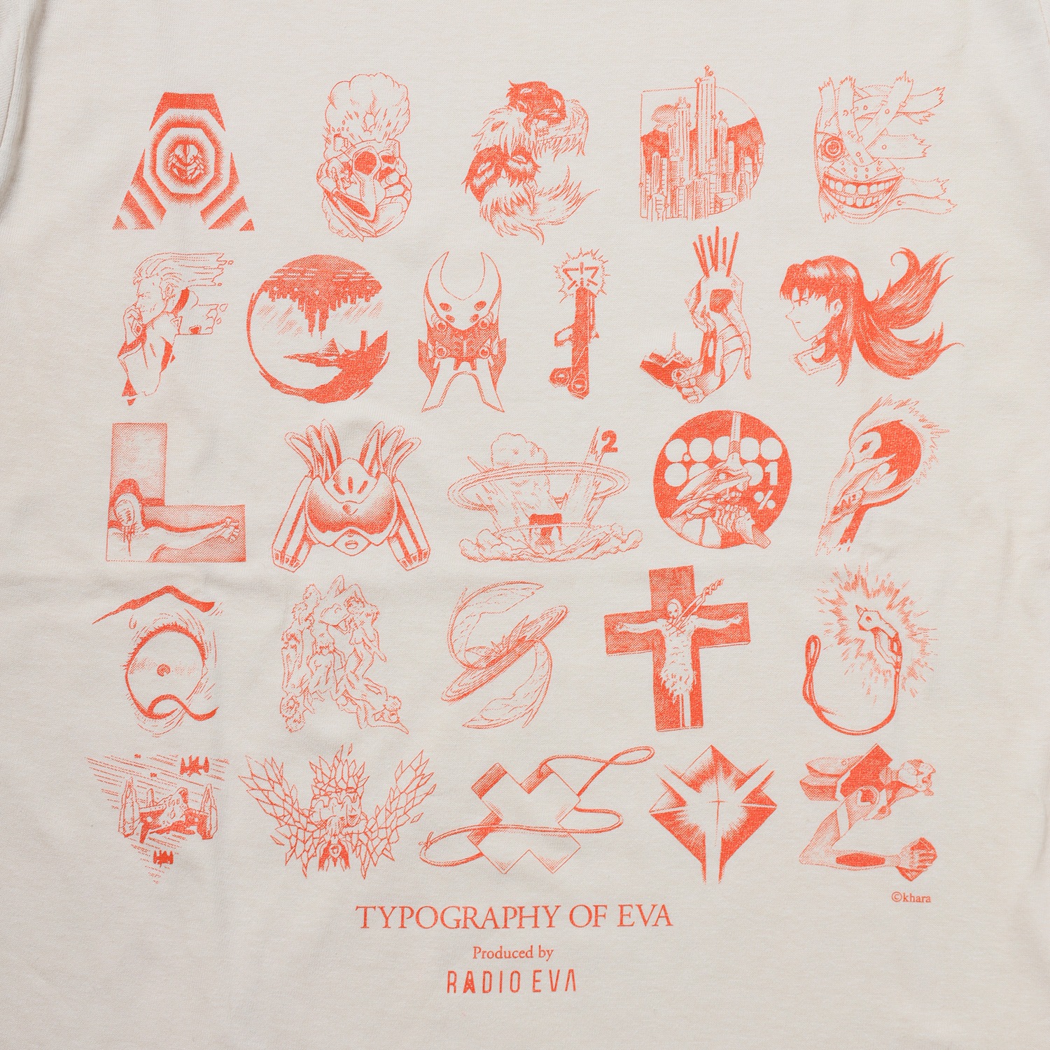 TYPOGRAPHY OF EVA index T-Shirt (NATURAL×ORANGE)