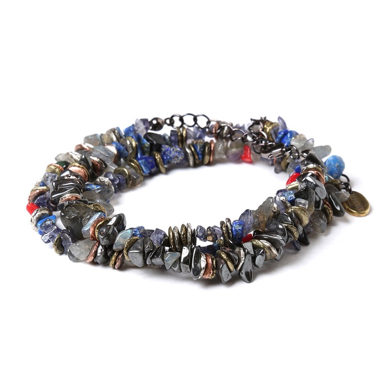 Pebble ＆ Metal Chip's Beads Cord (VIVIFY) (ネイビー（渚カヲル）)