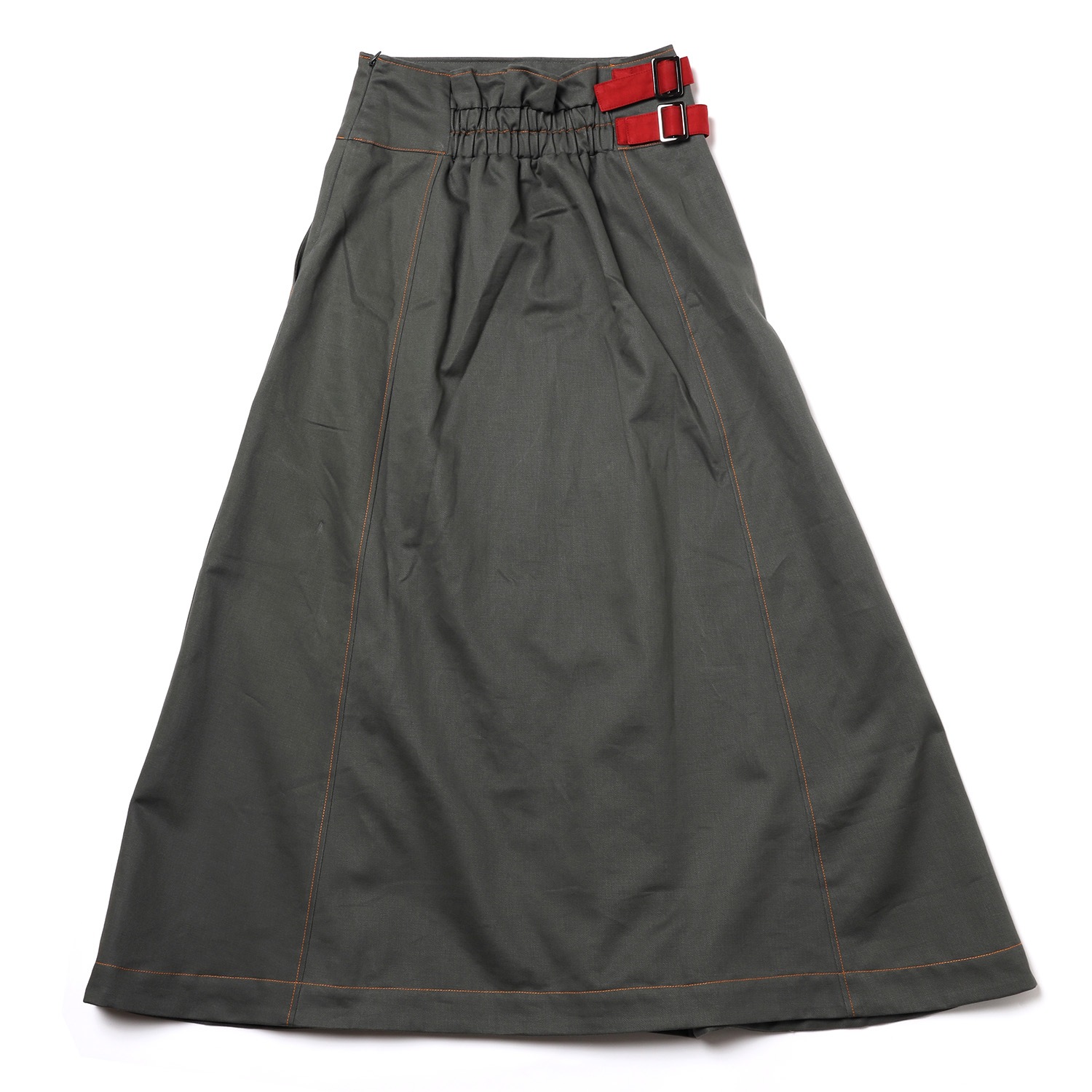 EVANGELION Side Belt Long Skirt (OLIVE)