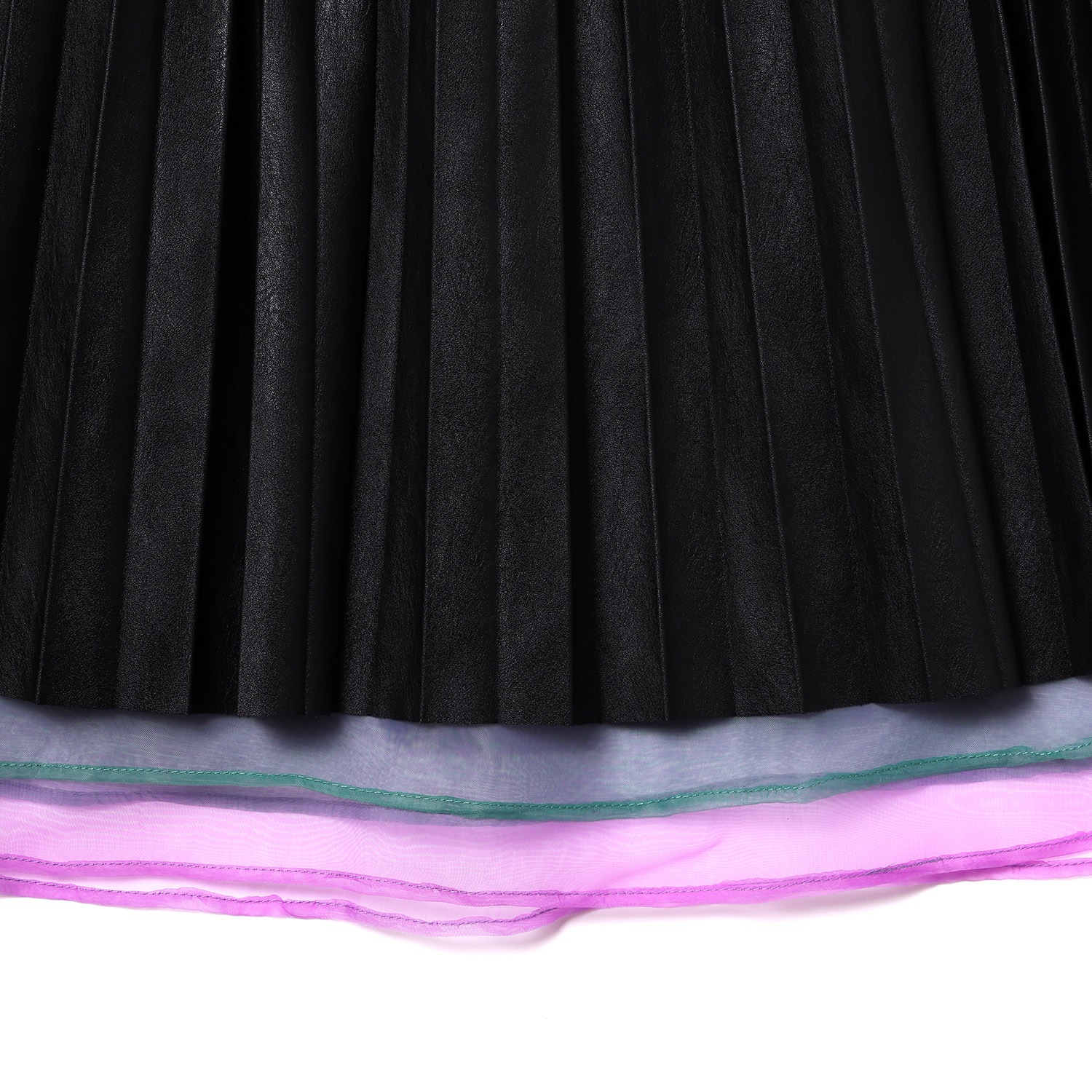 EVANGELION Fake Leather Pleated Skirt (BLACK)