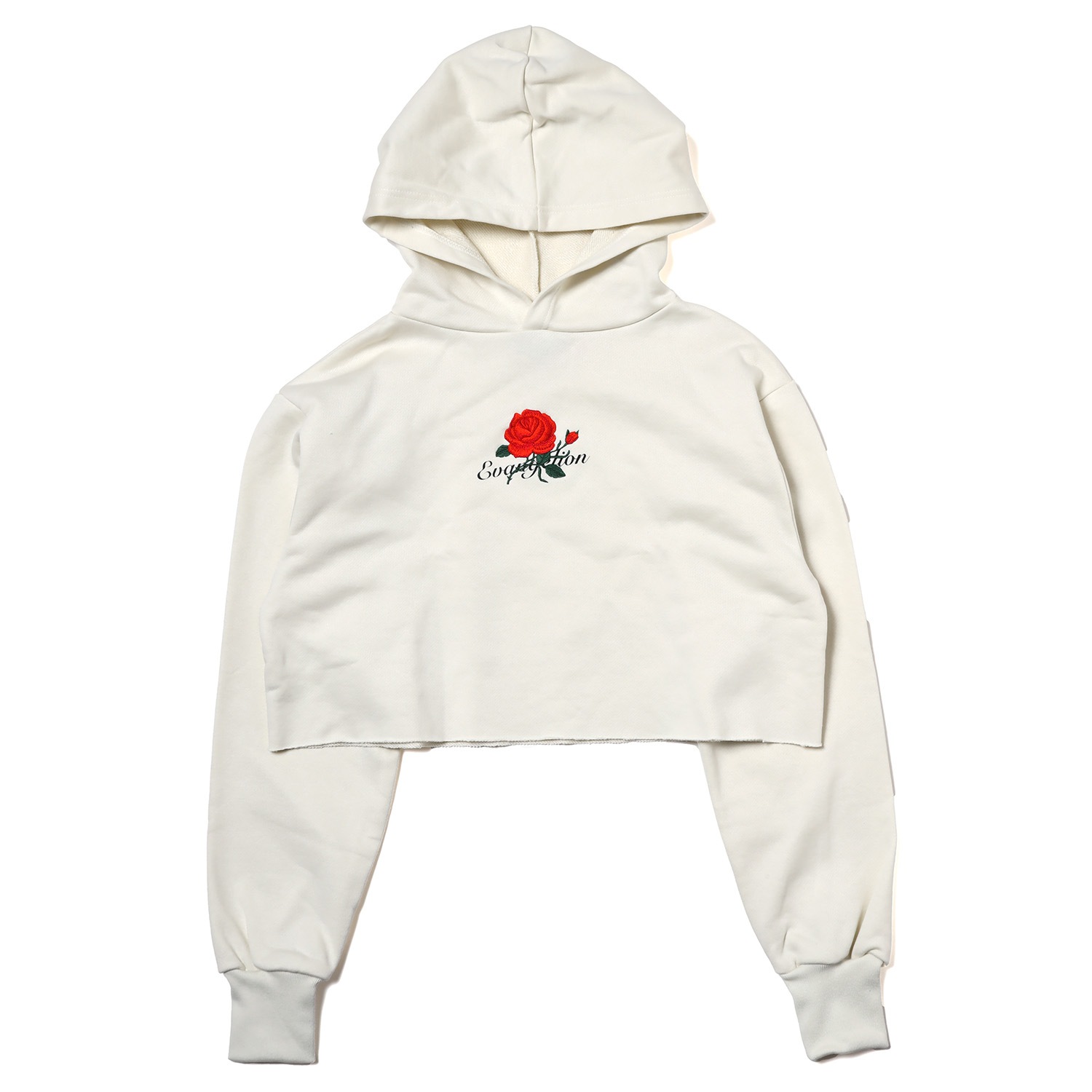 EVA-01 Flower Embroidery Cropped Parka (NATURAL)