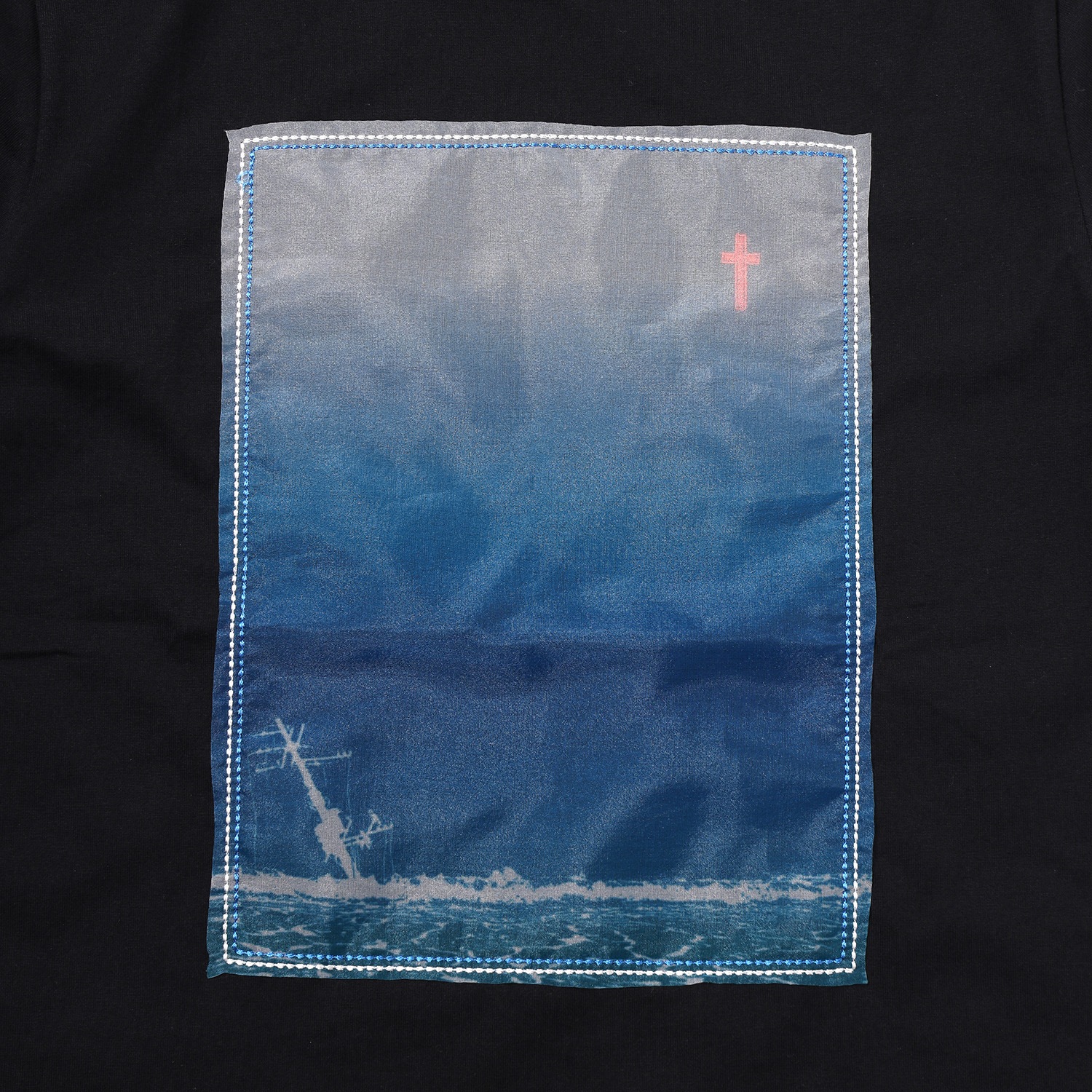 波打際 Organdy T-Shirts (BLACK(BLUE))