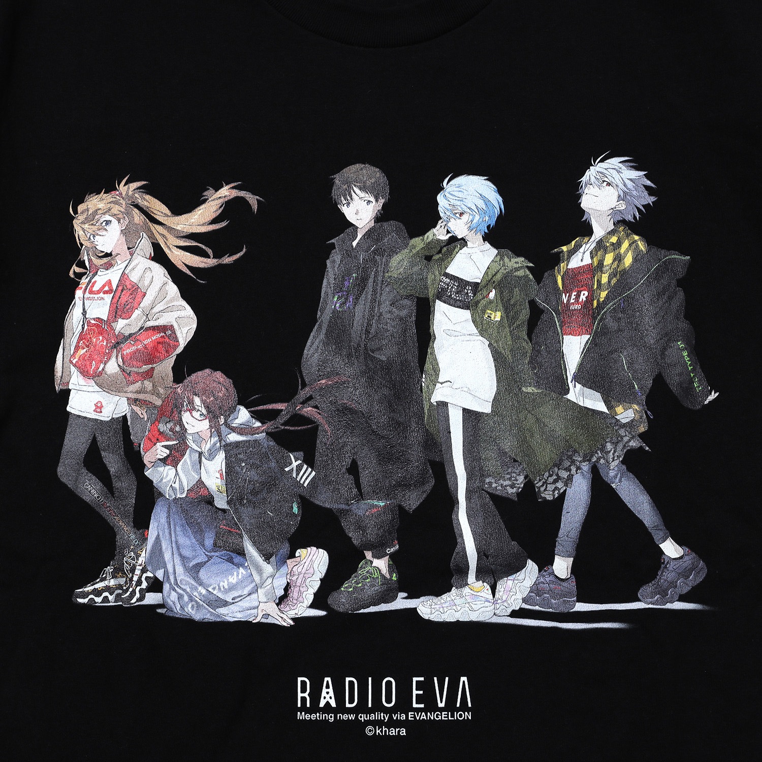 RADIO EVA Illustration T-Shirt (Mai Yoneyama)（ブラック）