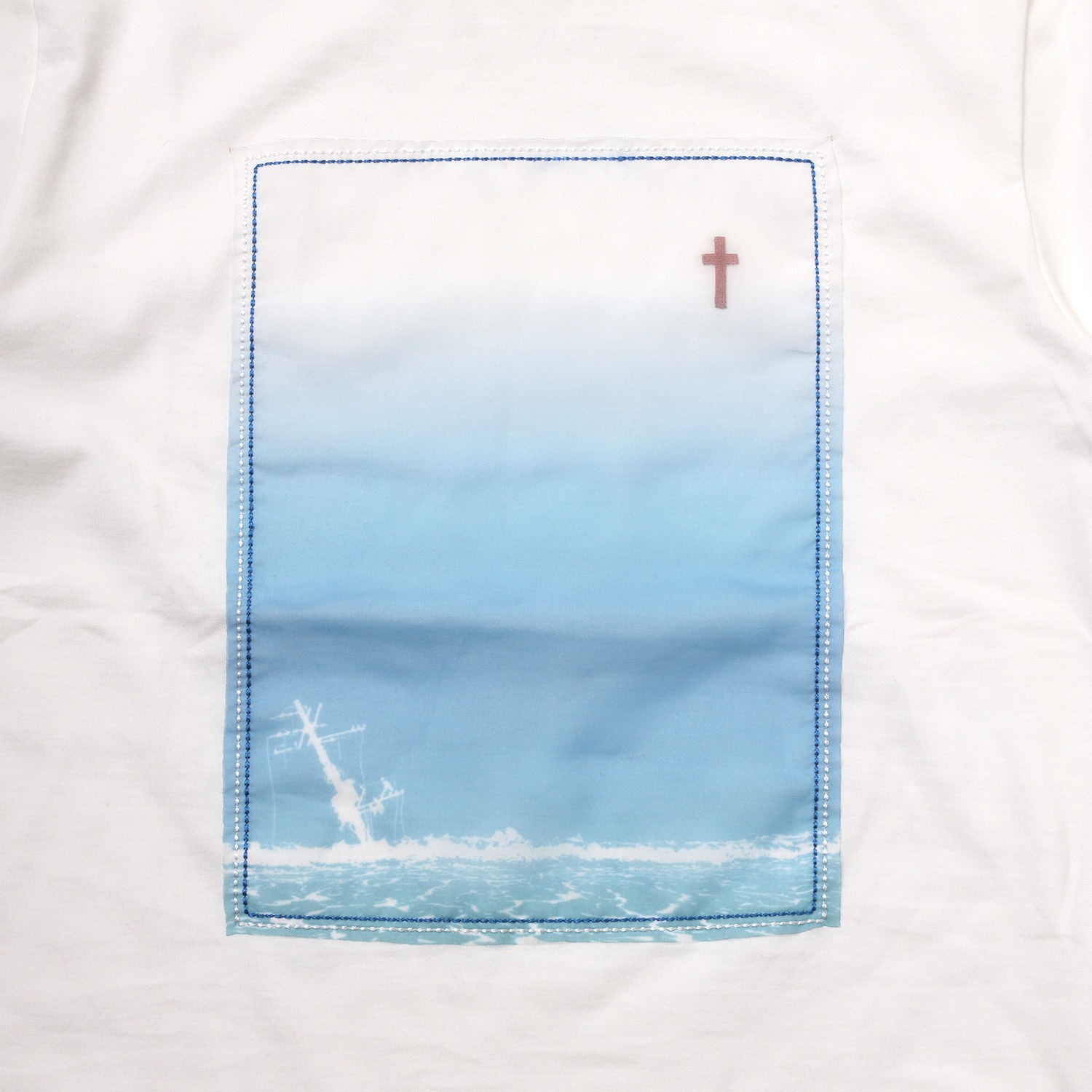 波打際 Organdy T-Shirts (WHITE(BLUE))