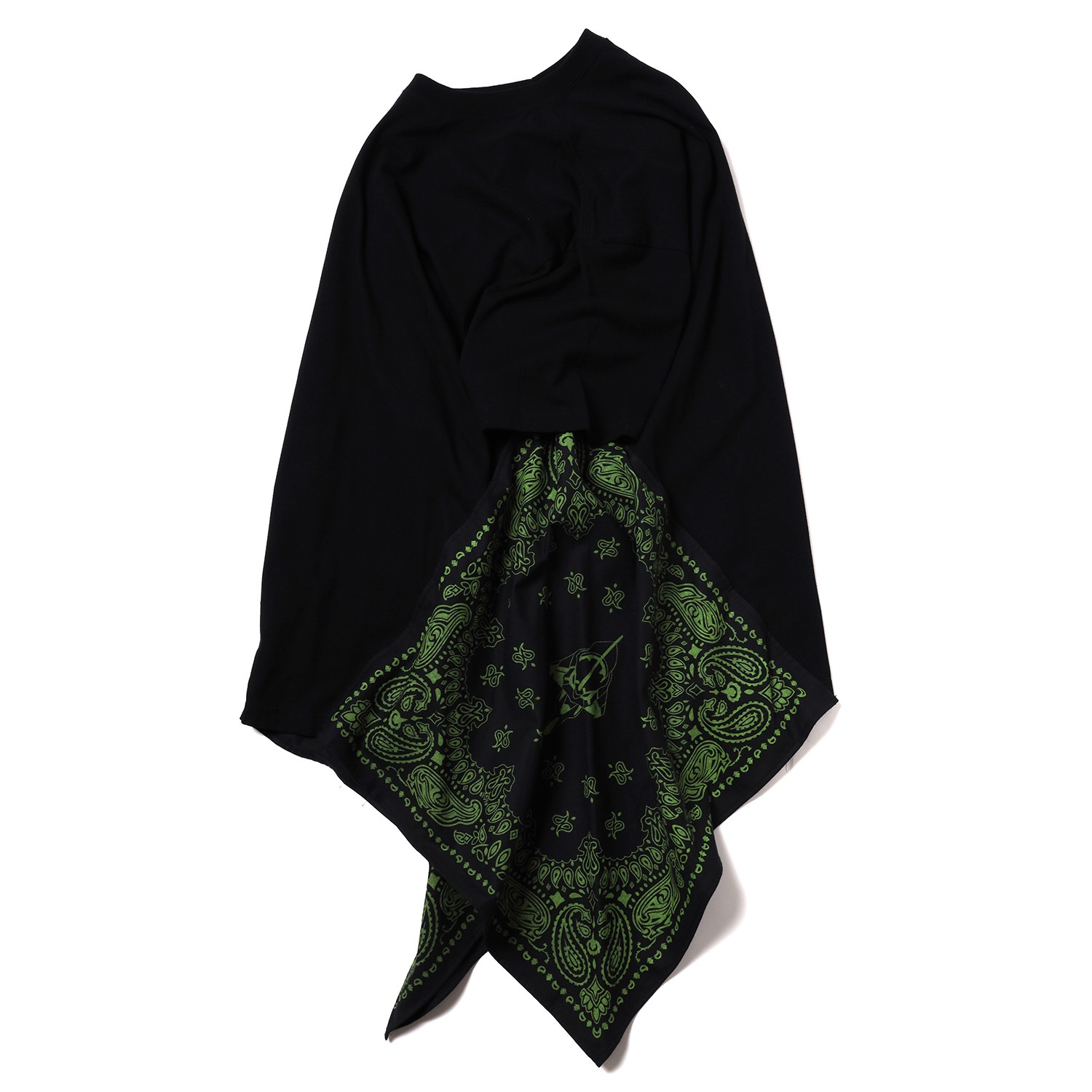 EVA-01 PAISLEYS BANDANNA BIG T-Shirt (BLACK×GREEN)
