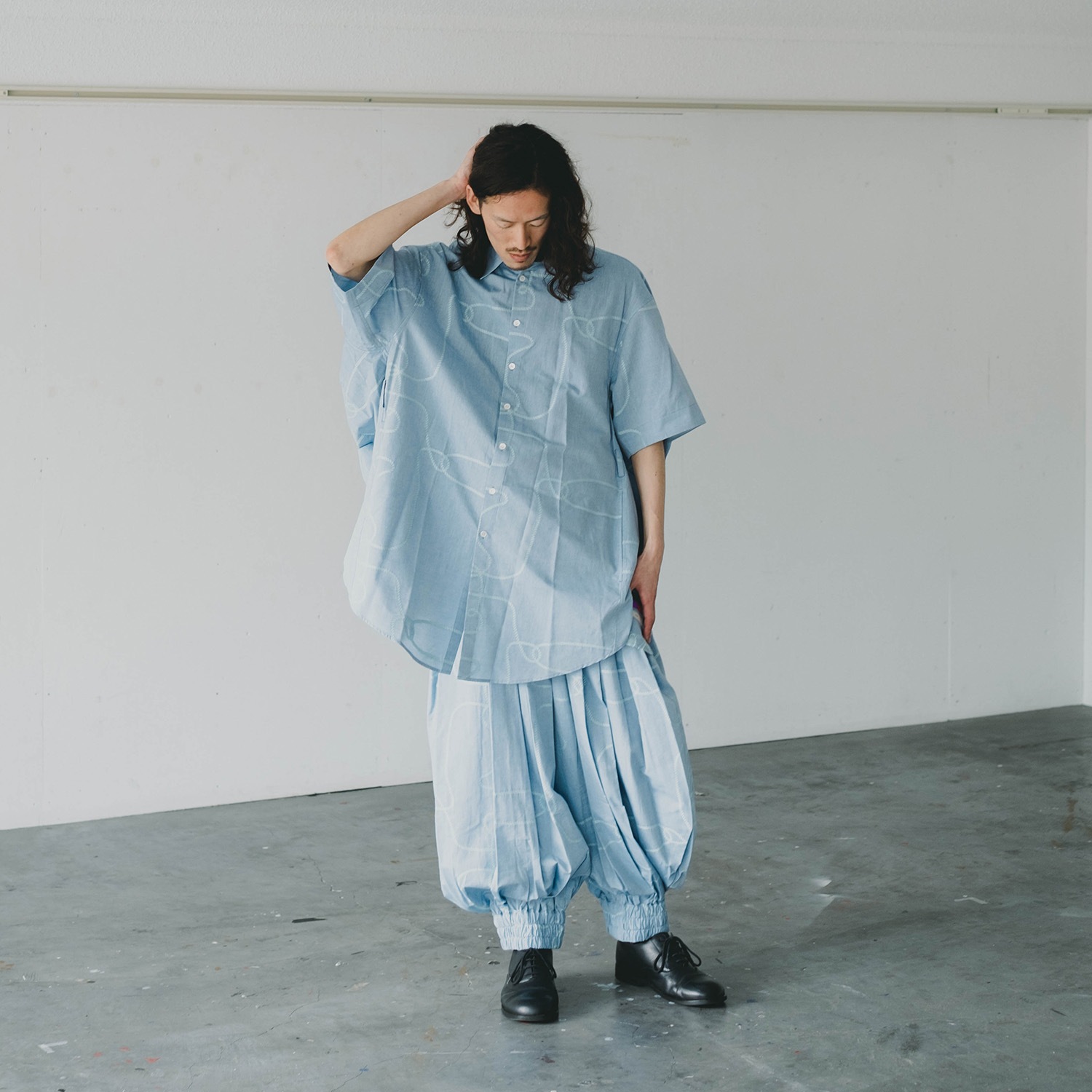 円環 rope jacquard half sleeve shirt by 01u10 (WHITE(REI))