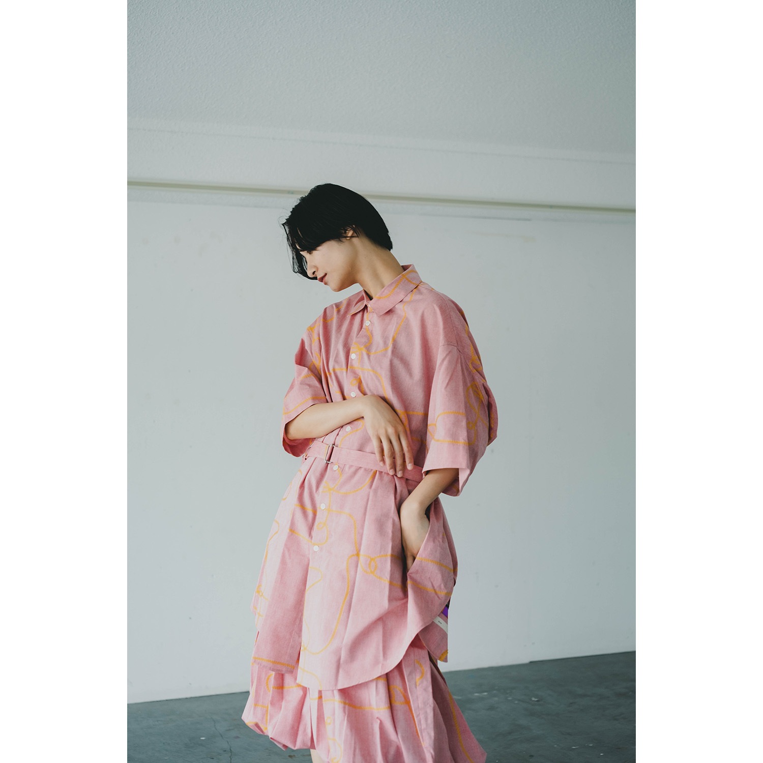 円環 rope jacquard half sleeve shirt by 01u10 (WHITE(REI))