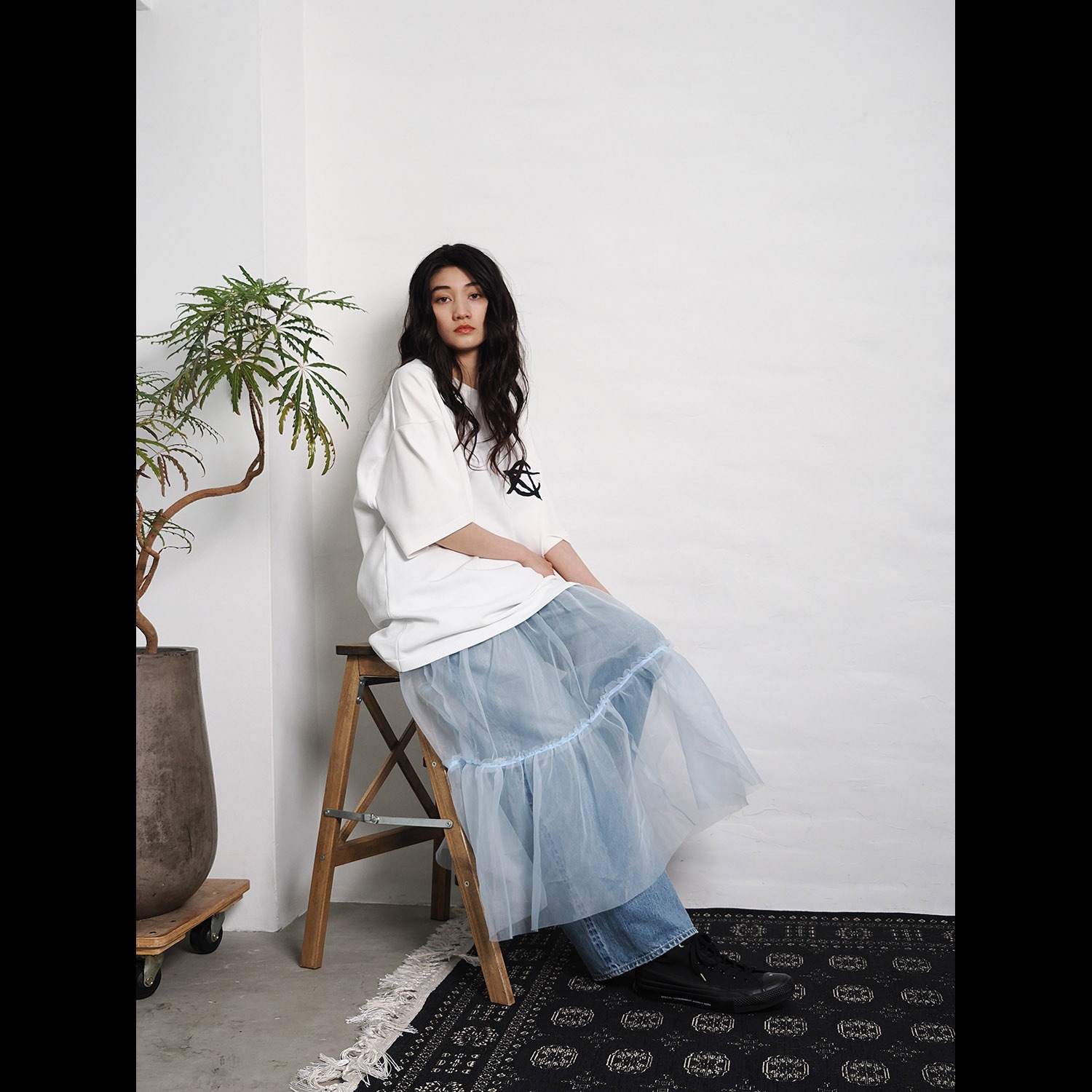 CIRCLE EVA Knit T-ShirtWHITE