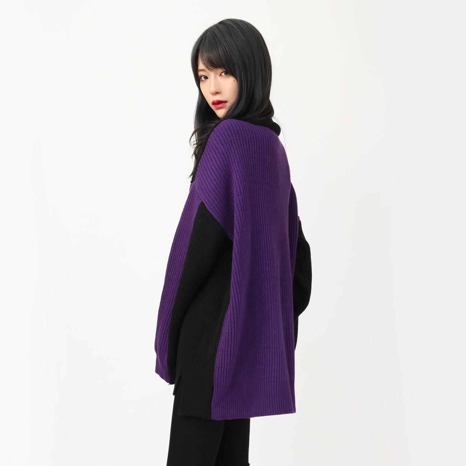 EVANGELION Panel Turtleneck Knit (BLACK(EVA-01))