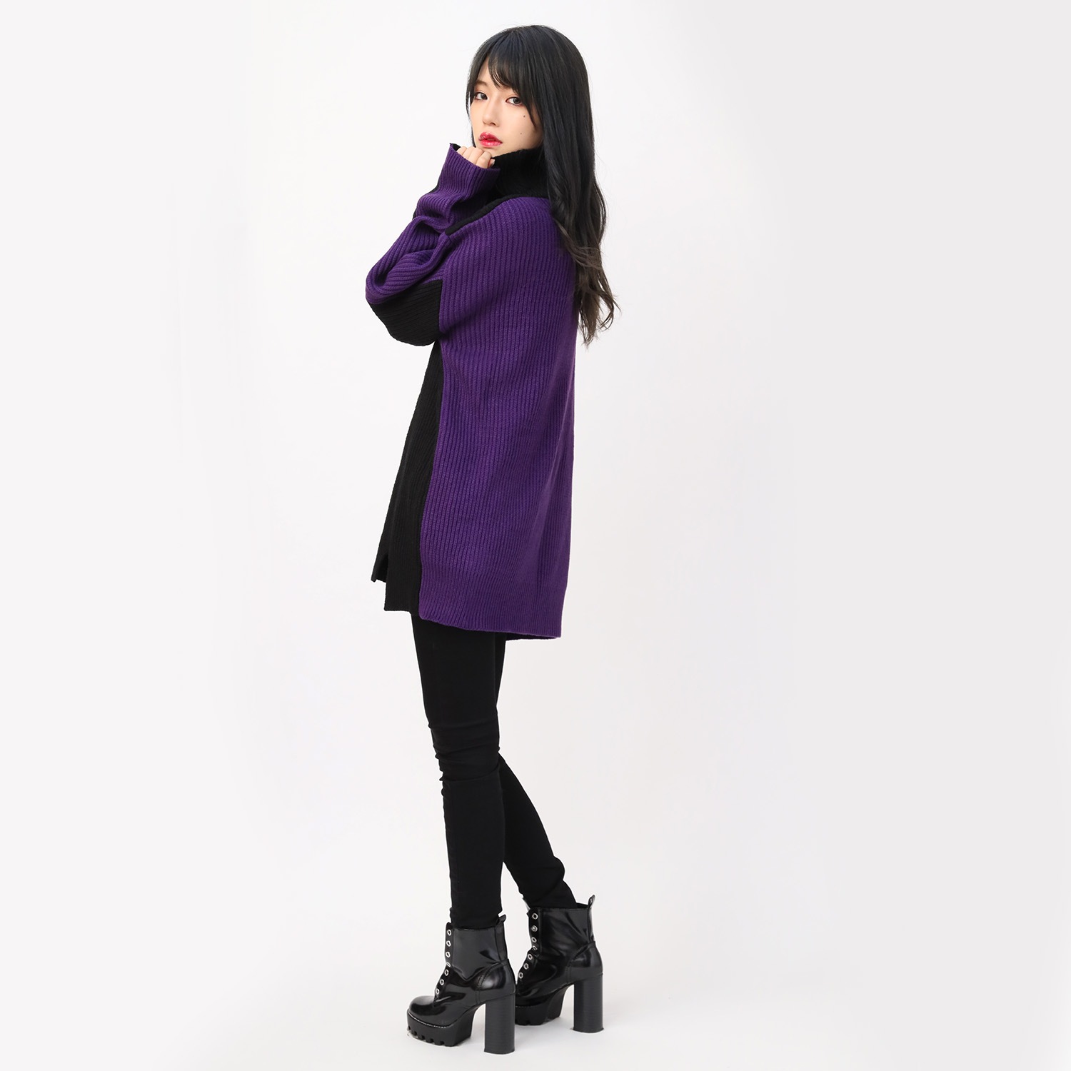 EVANGELION Panel Turtleneck Knit (BLACK(EVA-01))