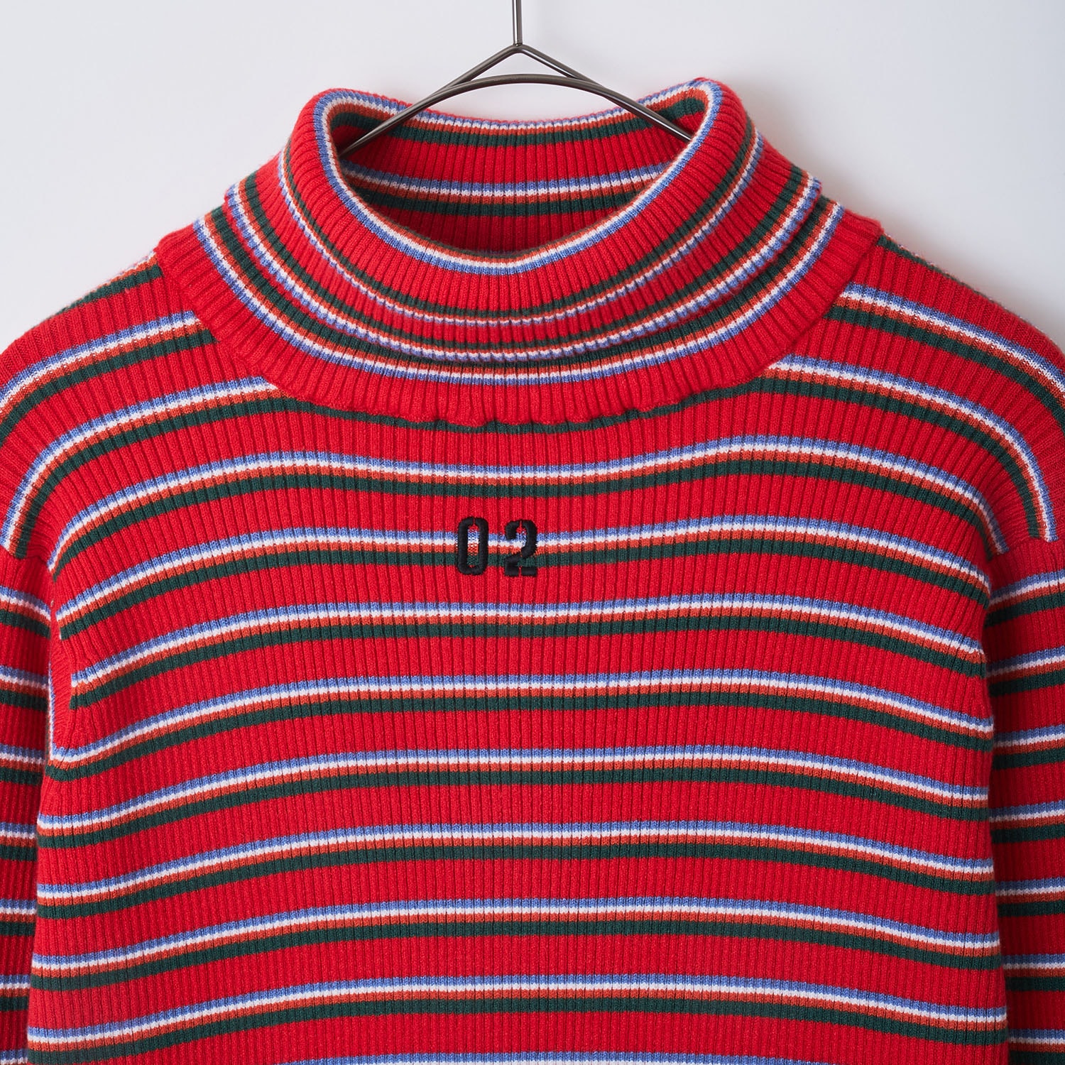 Multi Border EVA Knit by naokitomizuka（RED(02)）